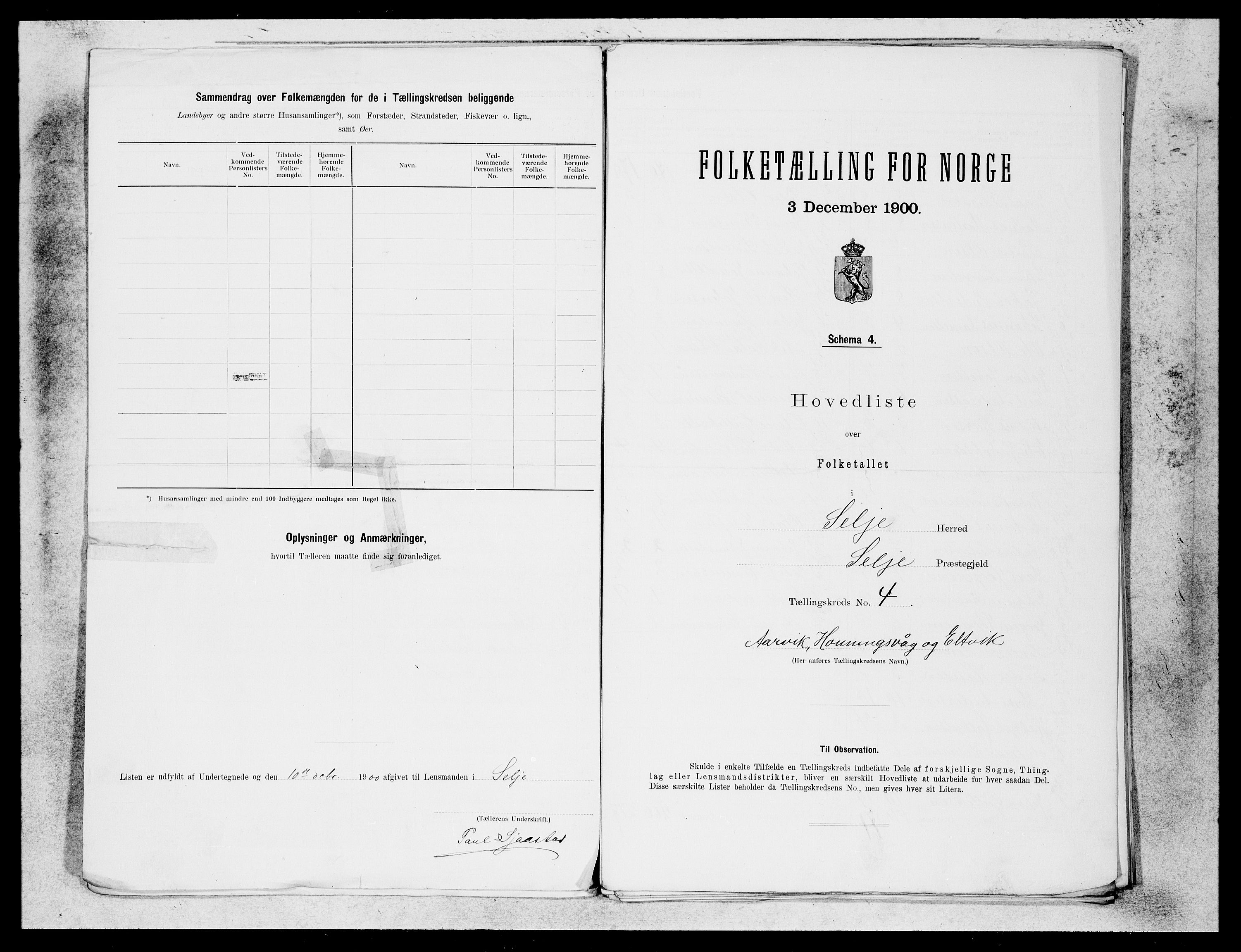 SAB, Folketelling 1900 for 1441 Selje herred, 1900, s. 7