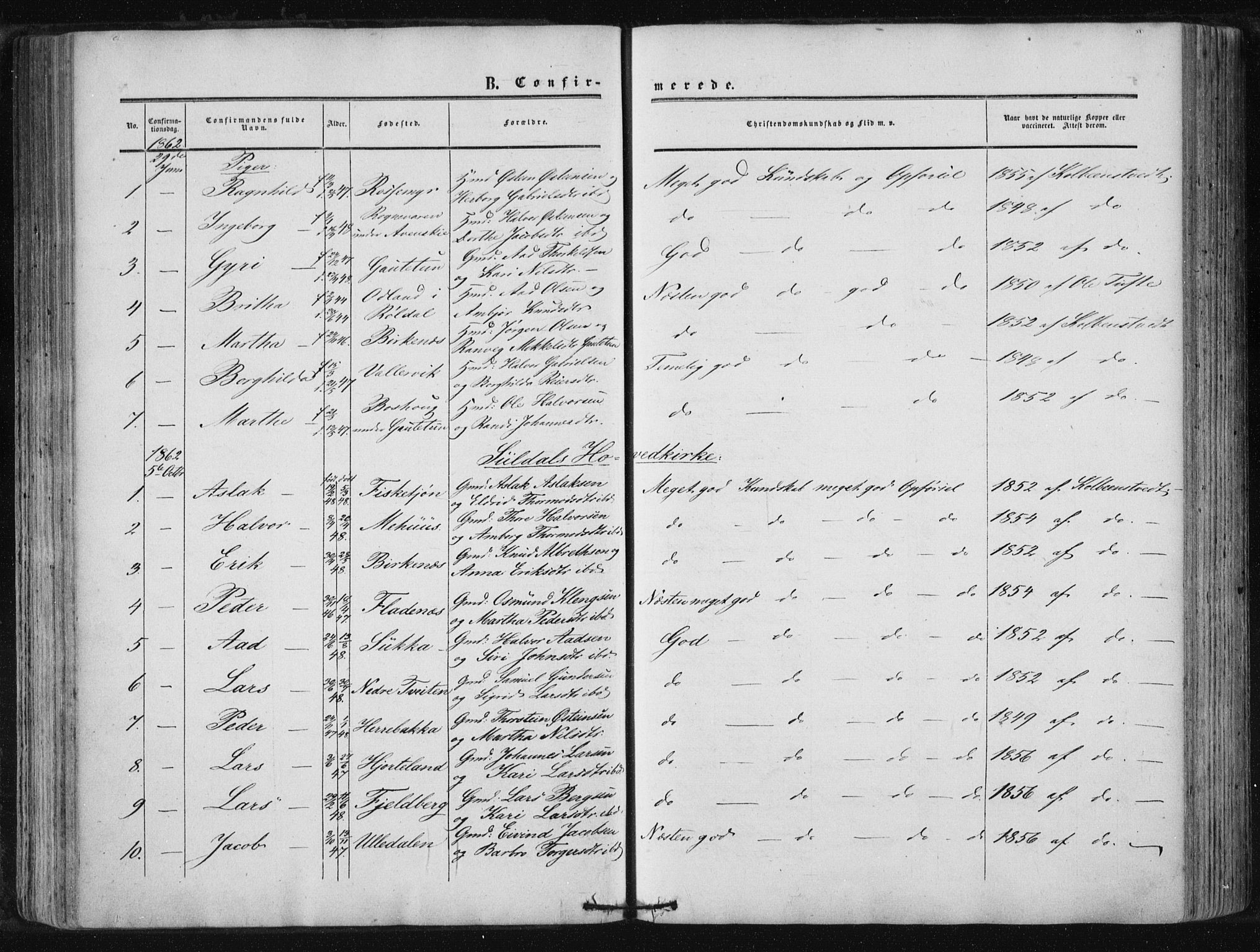 Suldal sokneprestkontor, AV/SAST-A-101845/01/IV/L0009: Ministerialbok nr. A 9, 1854-1868