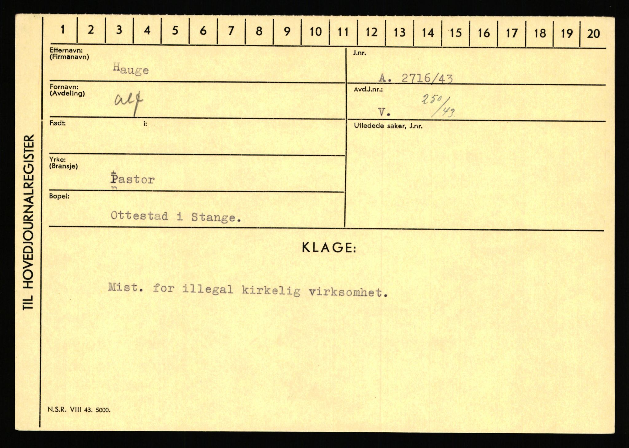 Statspolitiet - Hovedkontoret / Osloavdelingen, AV/RA-S-1329/C/Ca/L0006: Hanche - Hokstvedt, 1943-1945, s. 2231