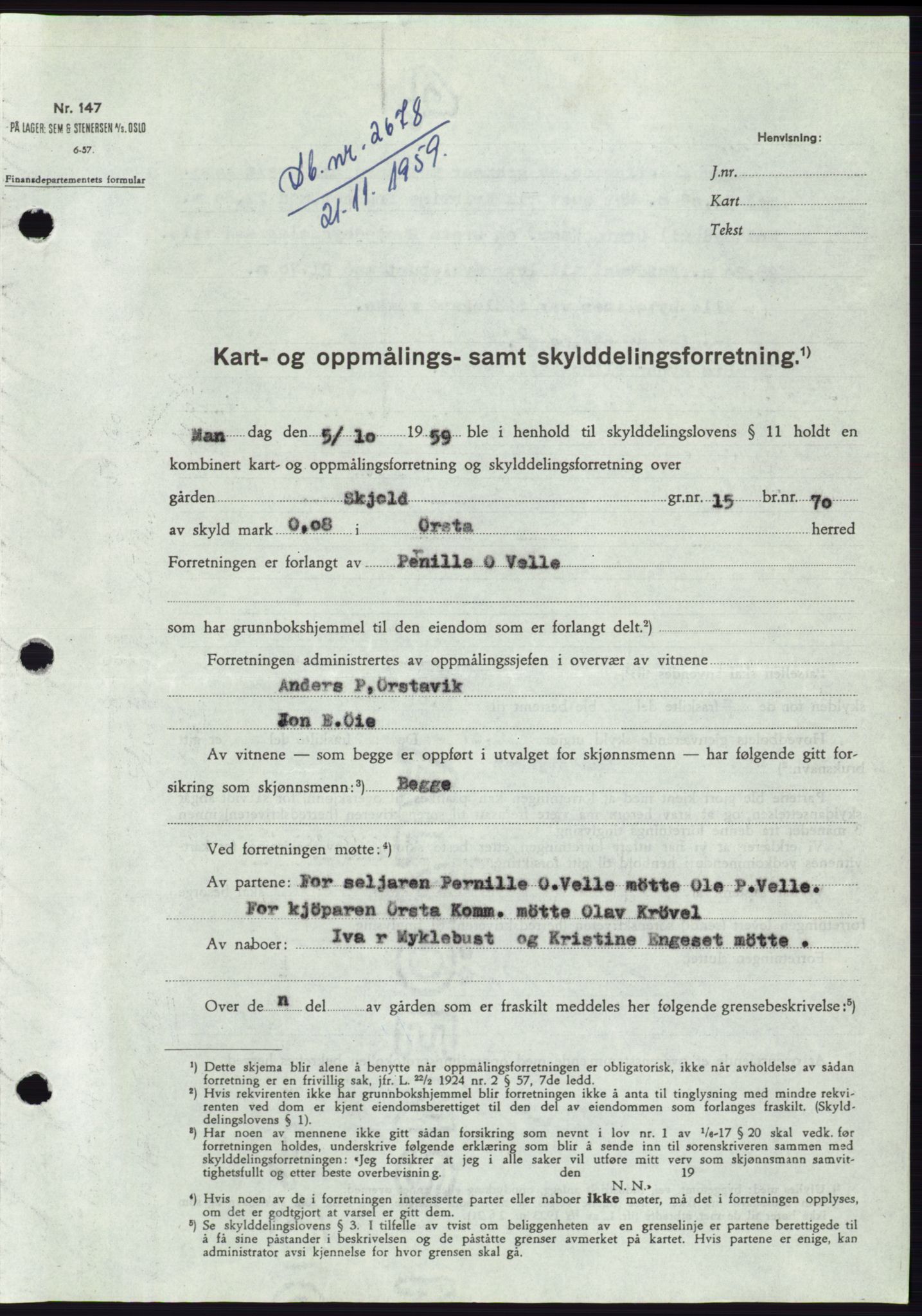 Søre Sunnmøre sorenskriveri, SAT/A-4122/1/2/2C/L0113: Pantebok nr. 39A, 1959-1959, Dagboknr: 2678/1959