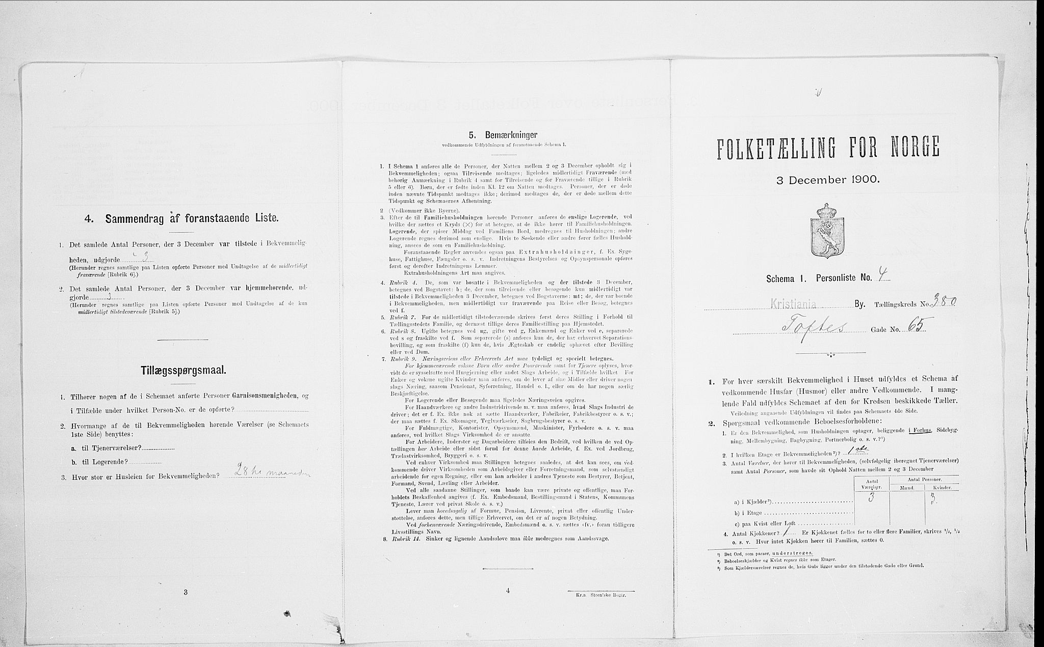 SAO, Folketelling 1900 for 0301 Kristiania kjøpstad, 1900, s. 101223