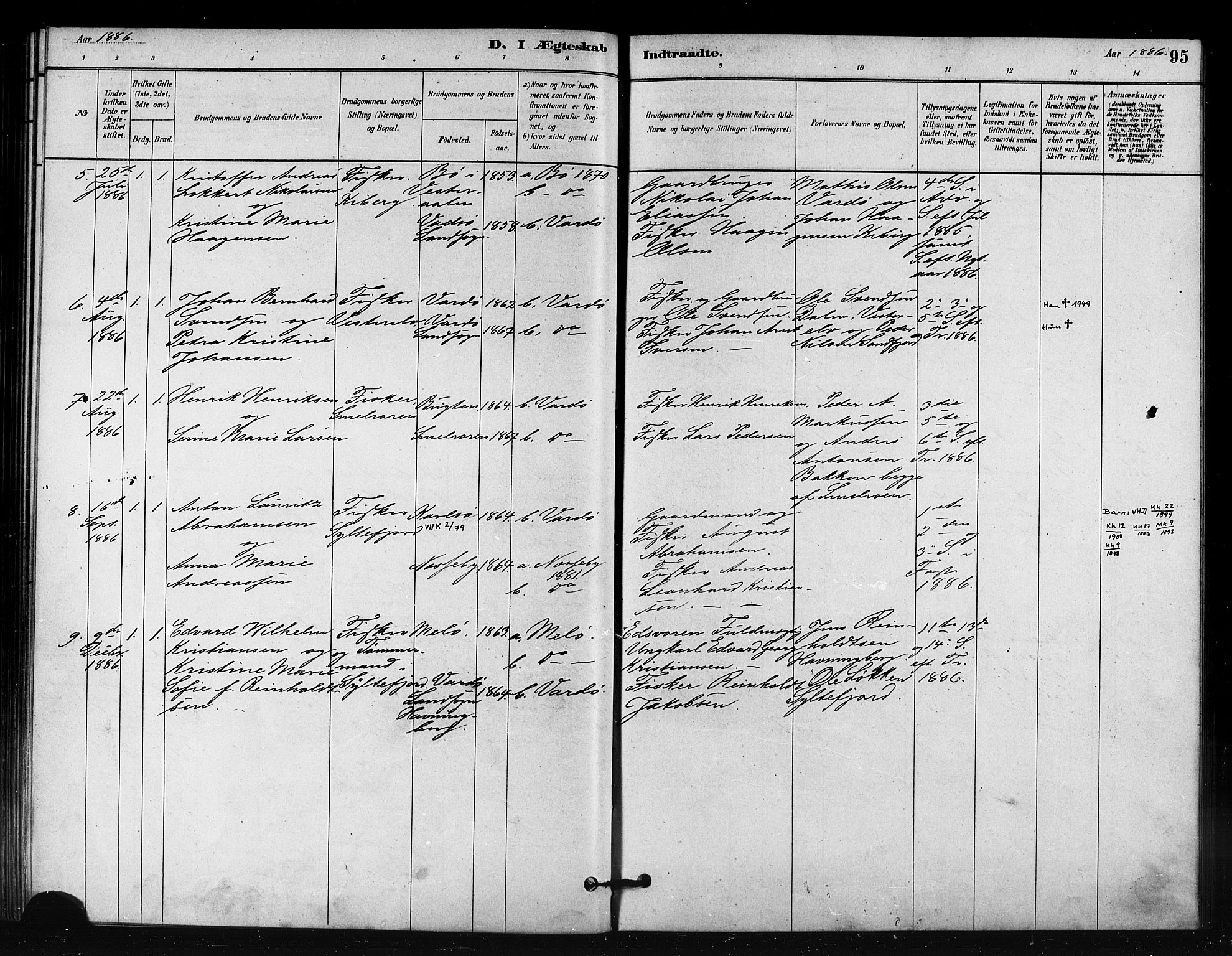 Vardø sokneprestkontor, AV/SATØ-S-1332/H/Ha/L0008kirke: Ministerialbok nr. 8, 1879-1887, s. 95