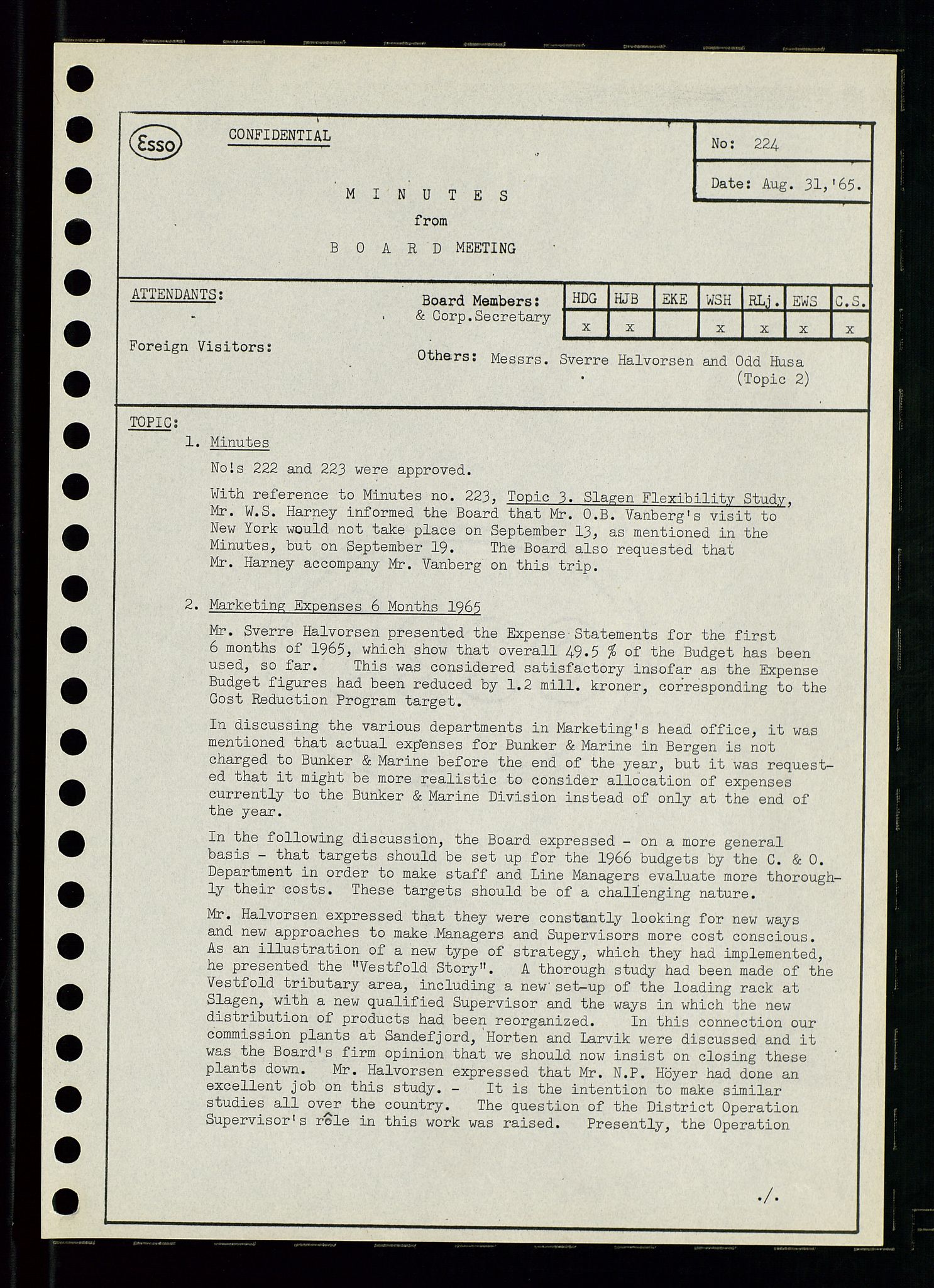 Pa 0982 - Esso Norge A/S, AV/SAST-A-100448/A/Aa/L0002/0001: Den administrerende direksjon Board minutes (styrereferater) / Den administrerende direksjon Board minutes (styrereferater), 1965, s. 62