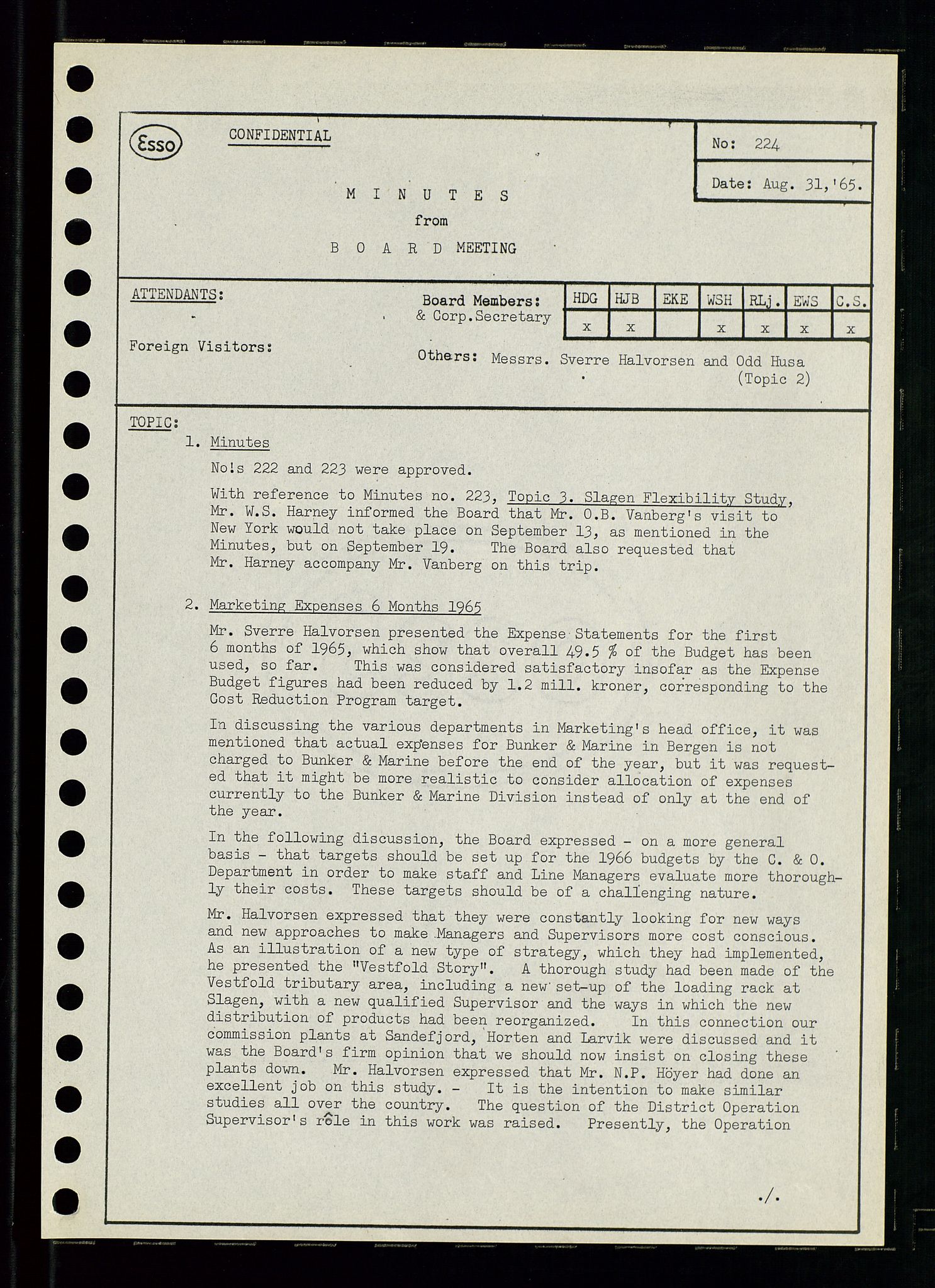 Pa 0982 - Esso Norge A/S, SAST/A-100448/A/Aa/L0002/0001: Den administrerende direksjon Board minutes (styrereferater) / Den administrerende direksjon Board minutes (styrereferater), 1965, s. 62