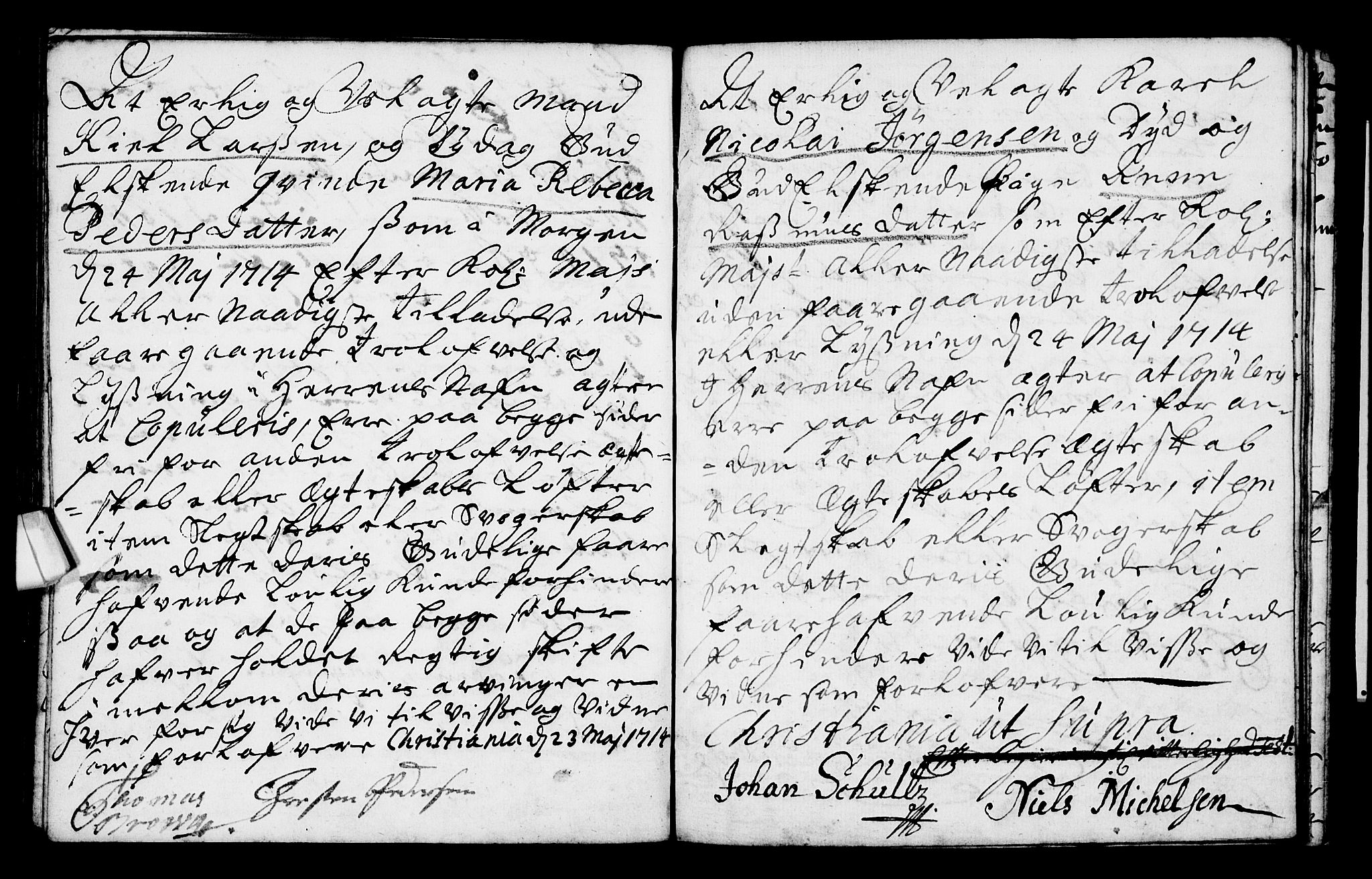 Oslo domkirke Kirkebøker, AV/SAO-A-10752/L/La/L0001: Forlovererklæringer nr. 1, 1707-1716