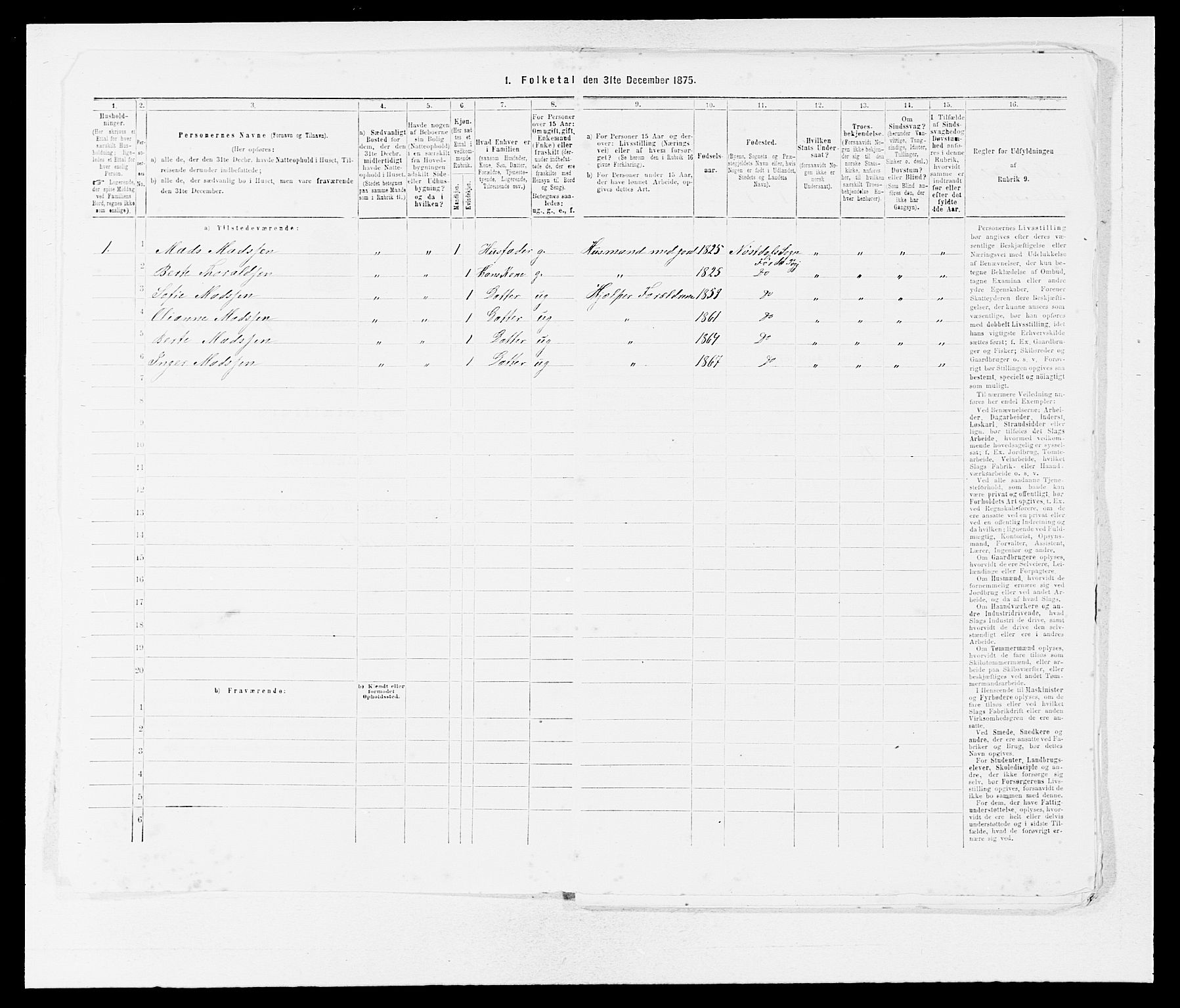 SAB, Folketelling 1875 for 1432P Førde prestegjeld, 1875, s. 1006