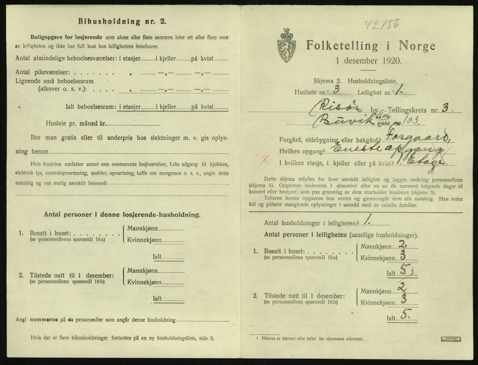 SAK, Folketelling 1920 for 0901 Risør kjøpstad, 1920, s. 2533