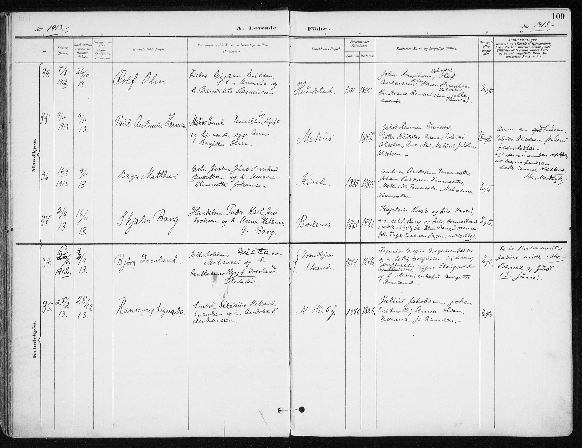 Kvæfjord sokneprestkontor, AV/SATØ-S-1323/G/Ga/Gaa/L0006kirke: Ministerialbok nr. 6, 1895-1914, s. 109