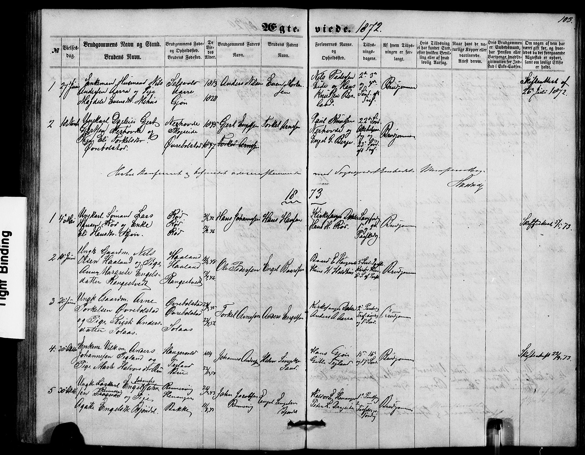 Fusa sokneprestembete, AV/SAB-A-75401/H/Hab: Klokkerbok nr. B 1, 1861-1896, s. 103
