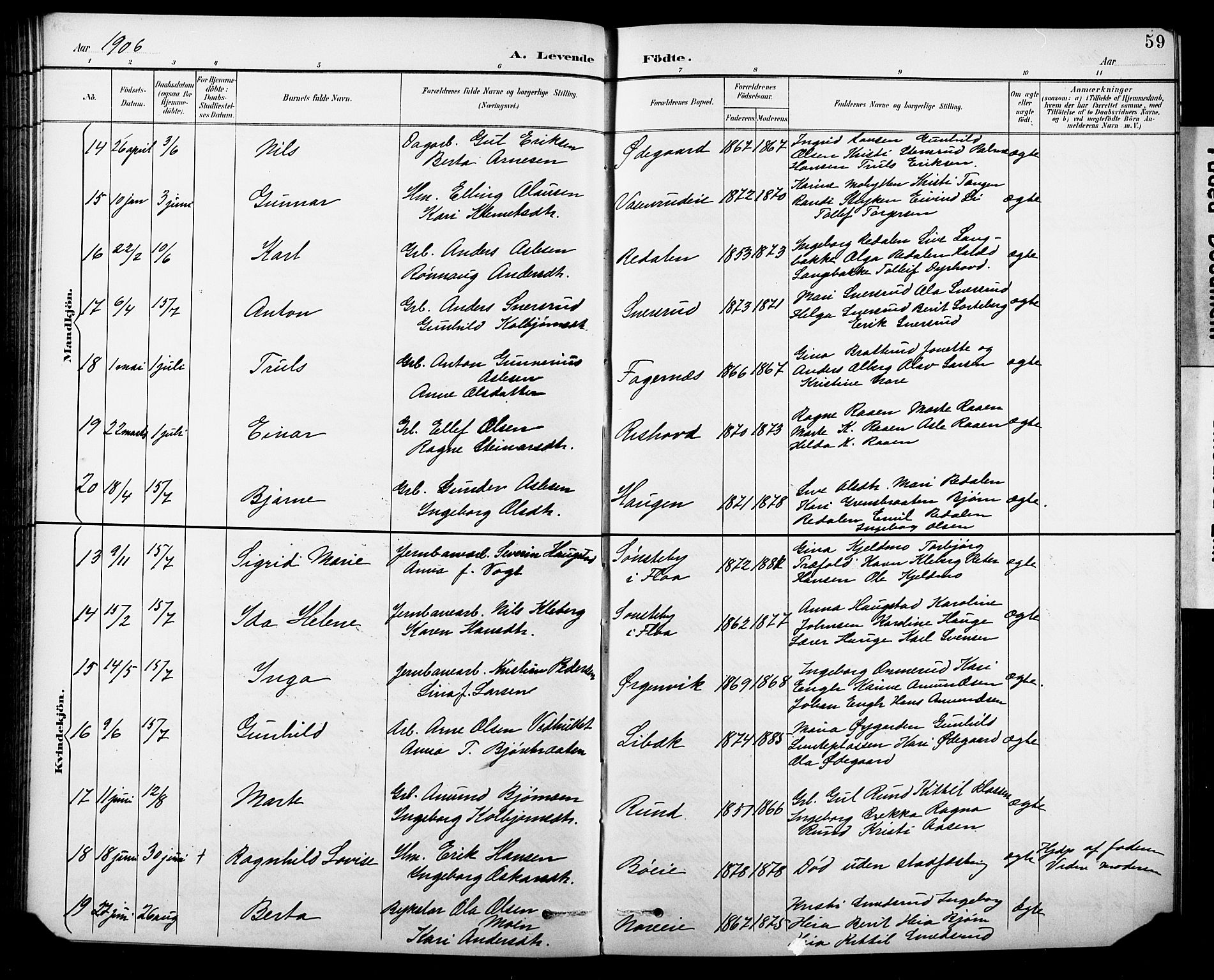 Krødsherad kirkebøker, AV/SAKO-A-19/G/Ga/L0002: Klokkerbok nr. 2, 1894-1918, s. 59