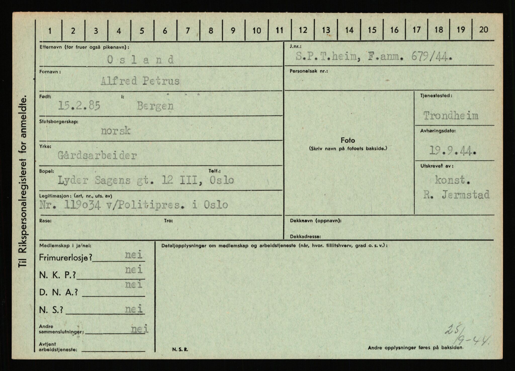 Statspolitiet - Hovedkontoret / Osloavdelingen, AV/RA-S-1329/C/Ca/L0012: Oanæs - Quistgaard	, 1943-1945, s. 2340