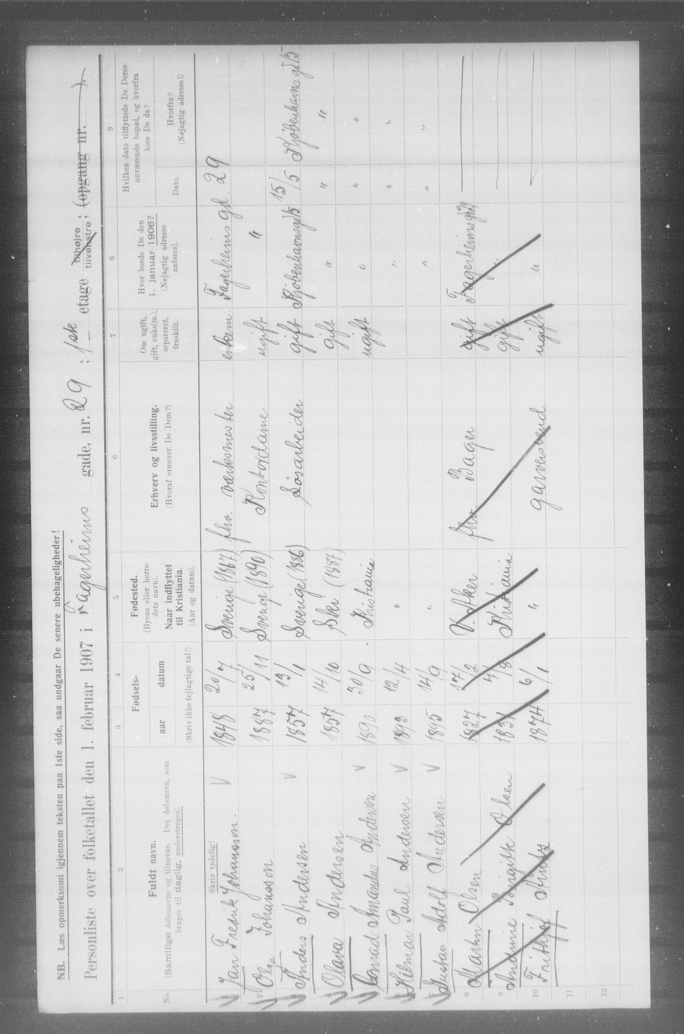 OBA, Kommunal folketelling 1.2.1907 for Kristiania kjøpstad, 1907, s. 11707