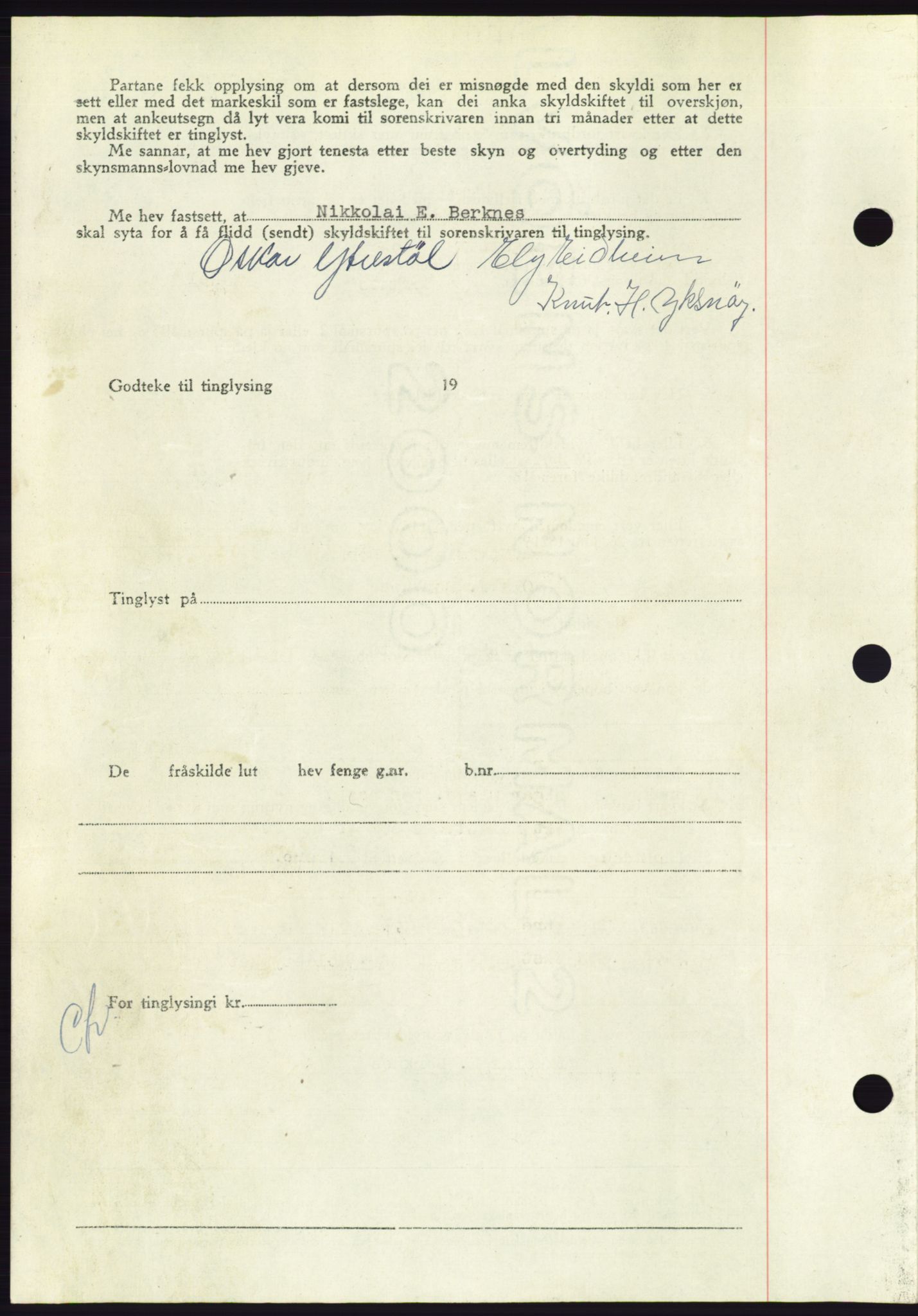 Søre Sunnmøre sorenskriveri, AV/SAT-A-4122/1/2/2C/L0085: Pantebok nr. 11A, 1949-1949, Dagboknr: 1372/1949