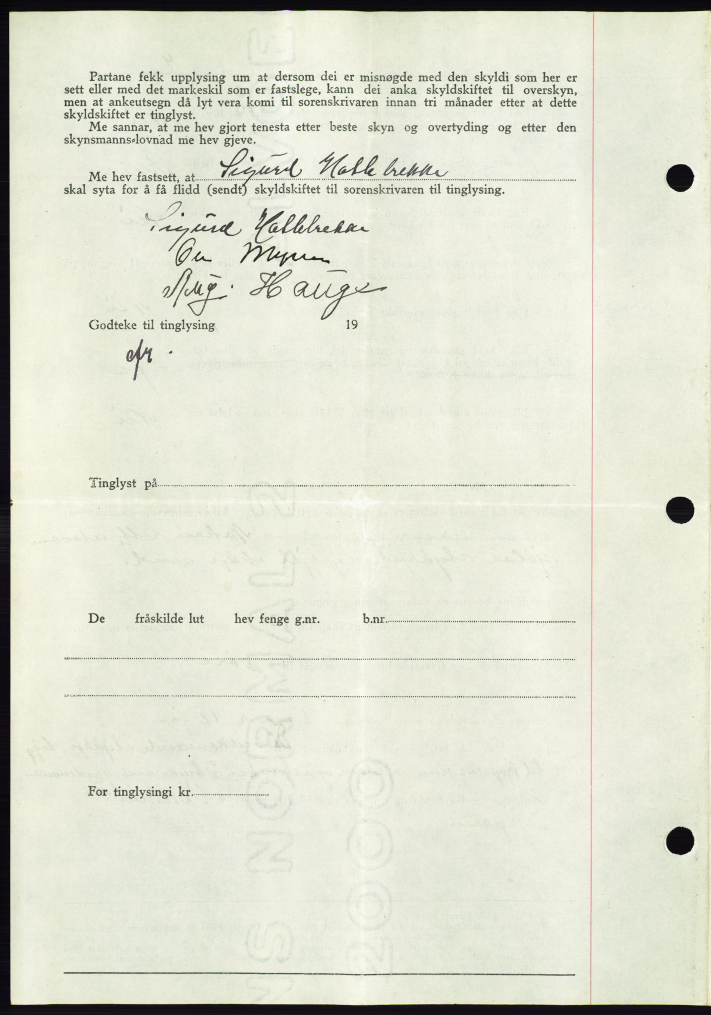 Søre Sunnmøre sorenskriveri, AV/SAT-A-4122/1/2/2C/L0075: Pantebok nr. 1A, 1943-1943, Dagboknr: 1104/1943