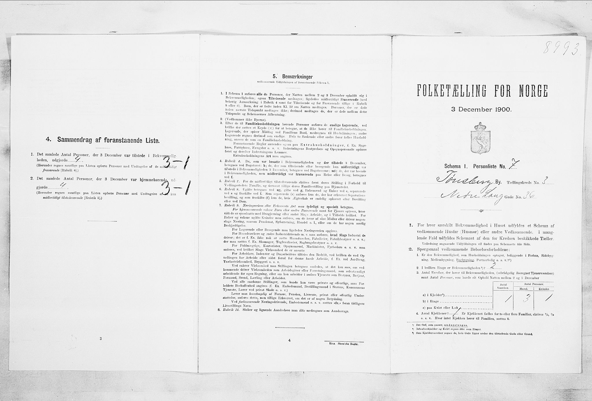 RA, Folketelling 1900 for 0705 Tønsberg kjøpstad, 1900, s. 433