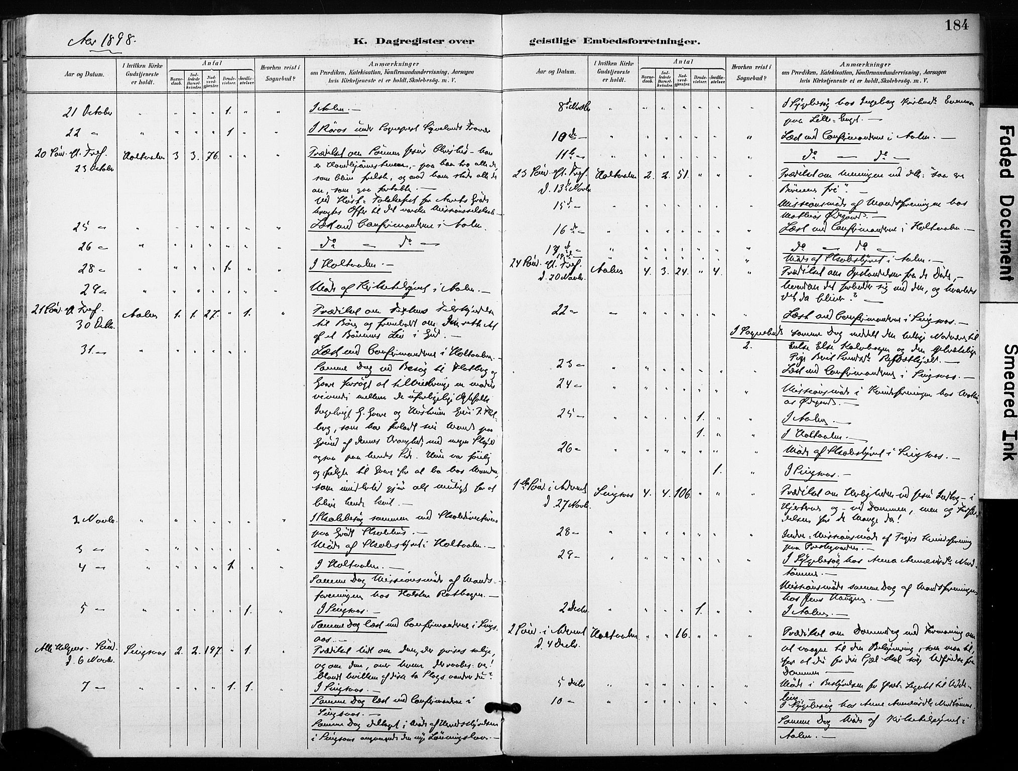 Ministerialprotokoller, klokkerbøker og fødselsregistre - Sør-Trøndelag, AV/SAT-A-1456/685/L0973: Ministerialbok nr. 685A10, 1891-1907, s. 184