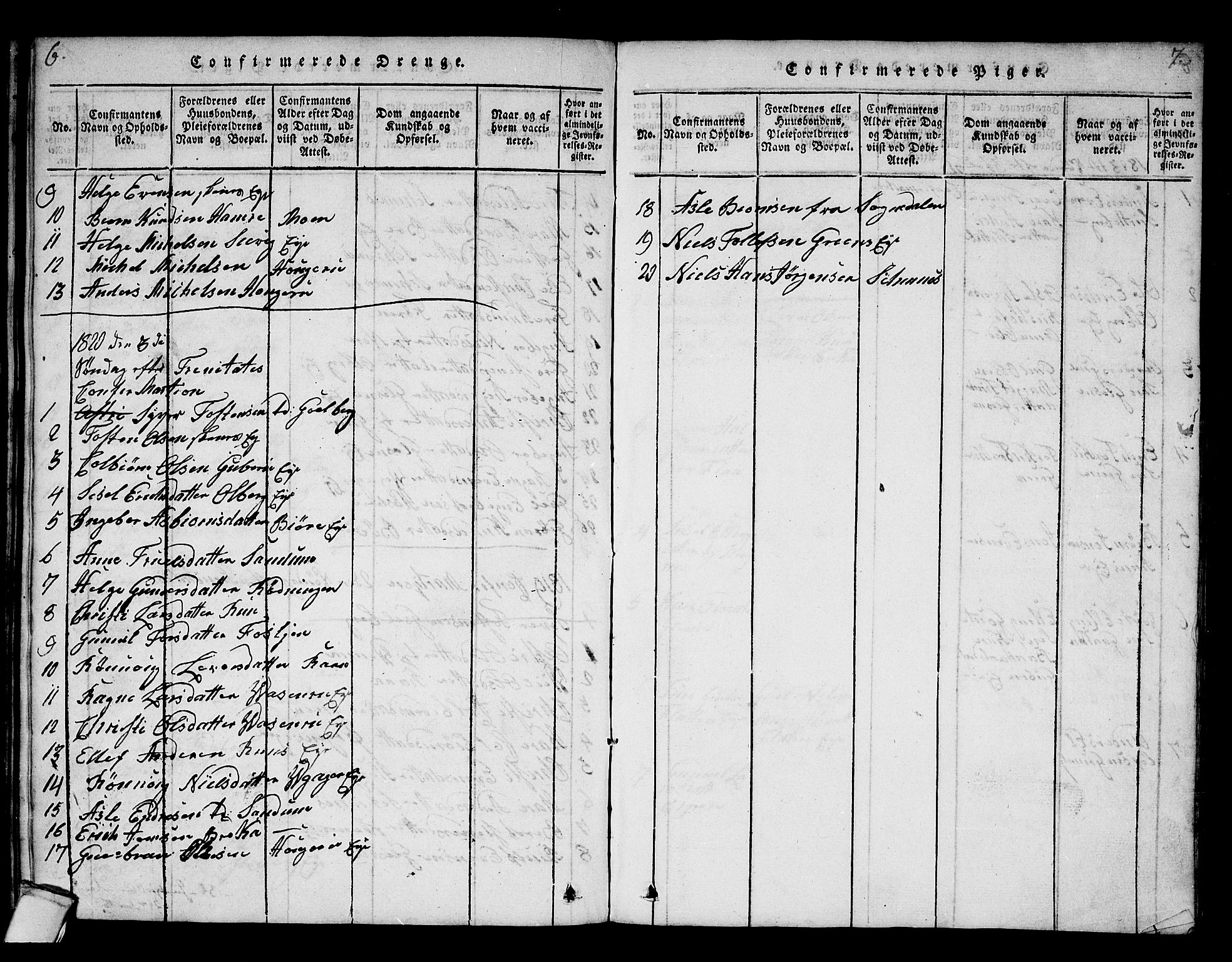 Krødsherad kirkebøker, AV/SAKO-A-19/F/Fa/L0001: Ministerialbok nr. 1, 1815-1829, s. 6-7
