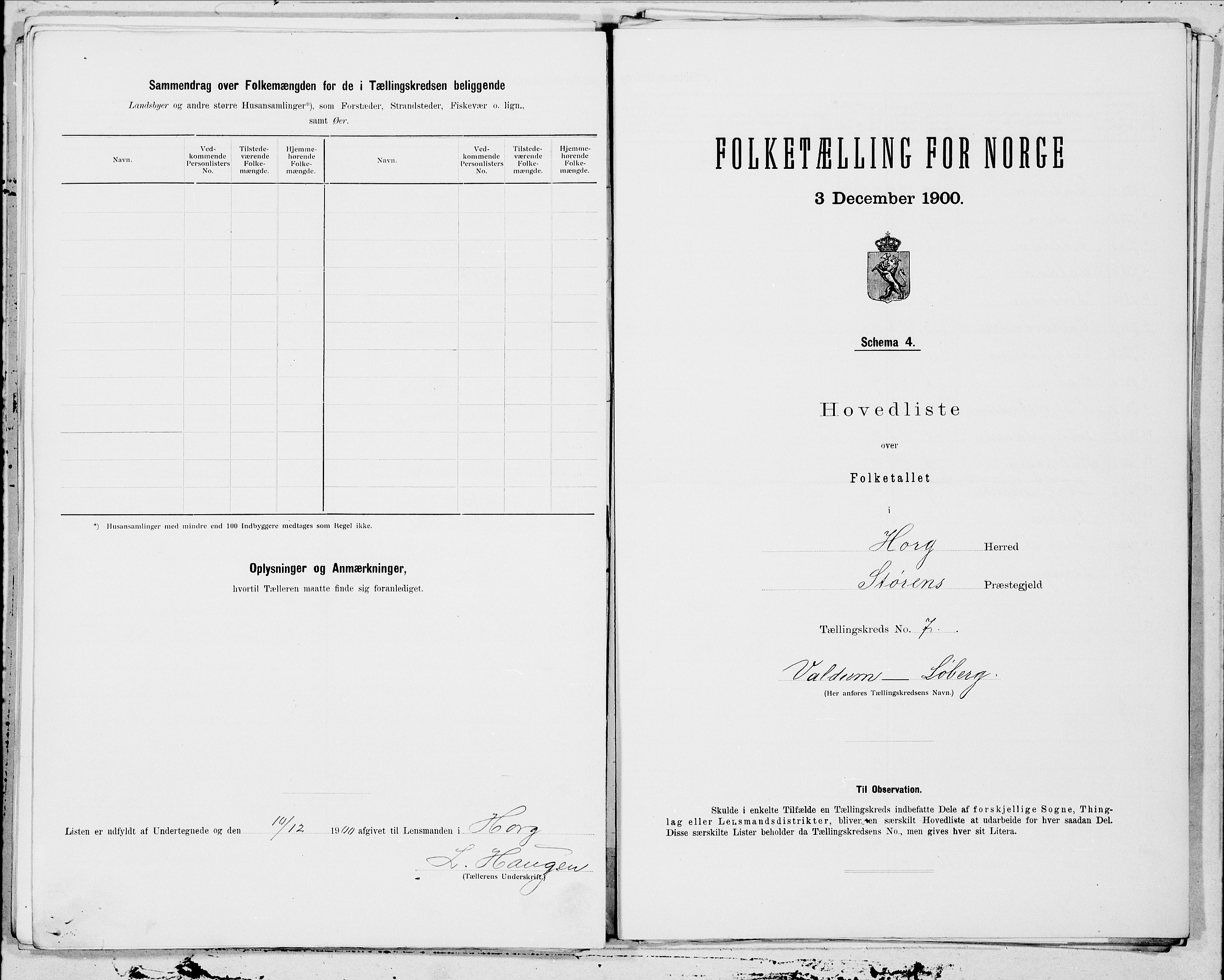 SAT, Folketelling 1900 for 1650 Horg herred, 1900, s. 14