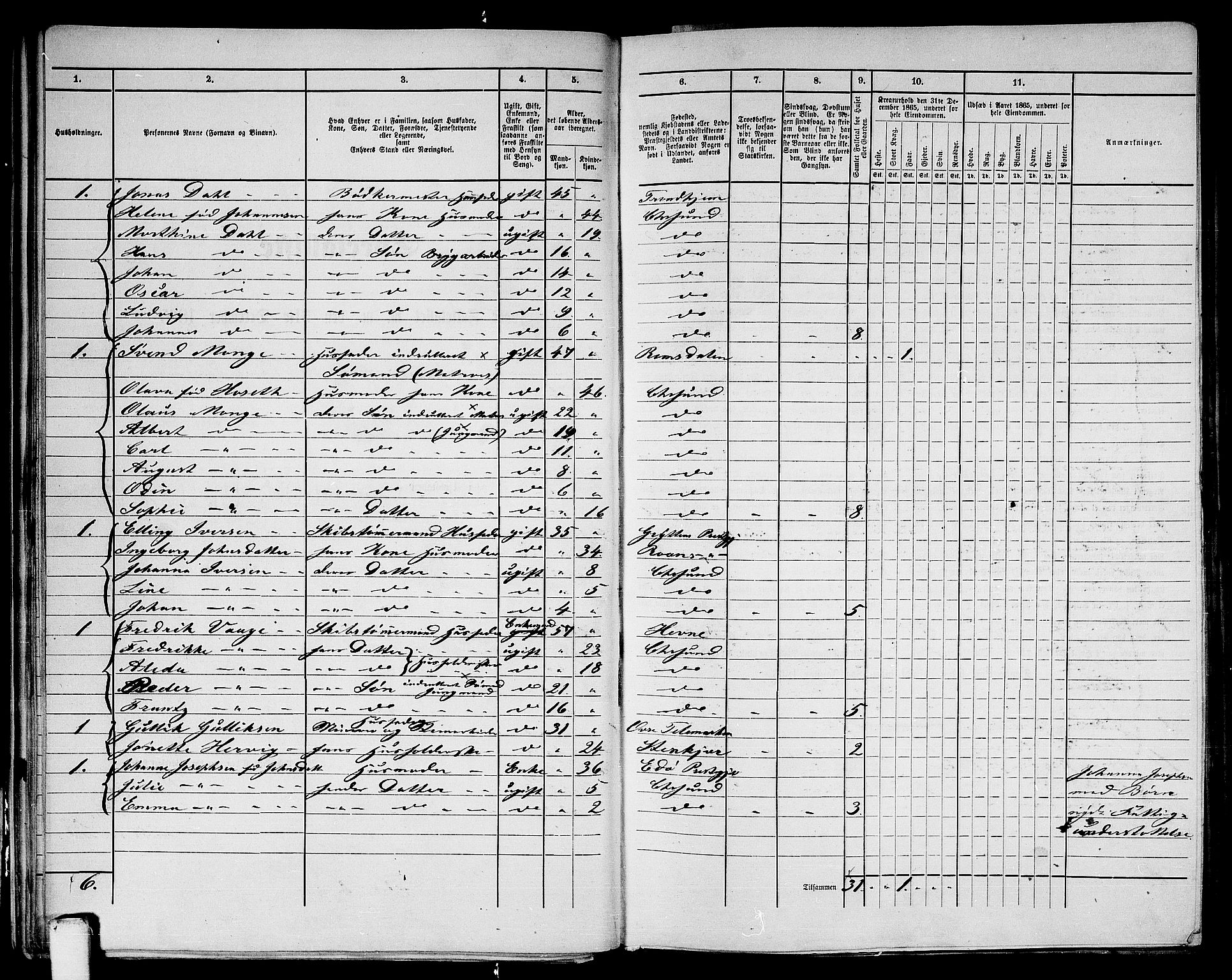 RA, Folketelling 1865 for 1503B Kristiansund prestegjeld, Kristiansund kjøpstad, 1865, s. 41