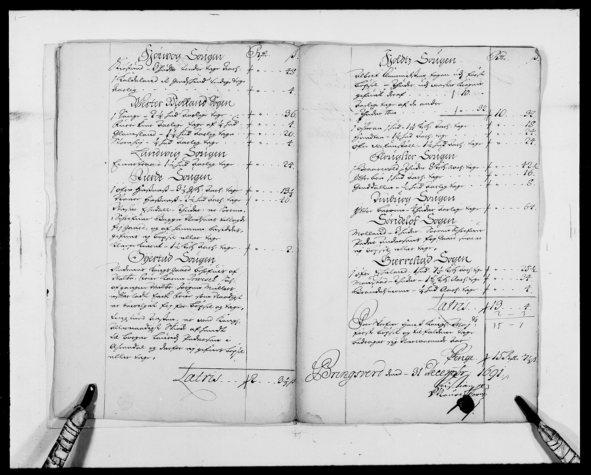 Rentekammeret inntil 1814, Reviderte regnskaper, Fogderegnskap, RA/EA-4092/R39/L2311: Fogderegnskap Nedenes, 1690-1692, s. 13