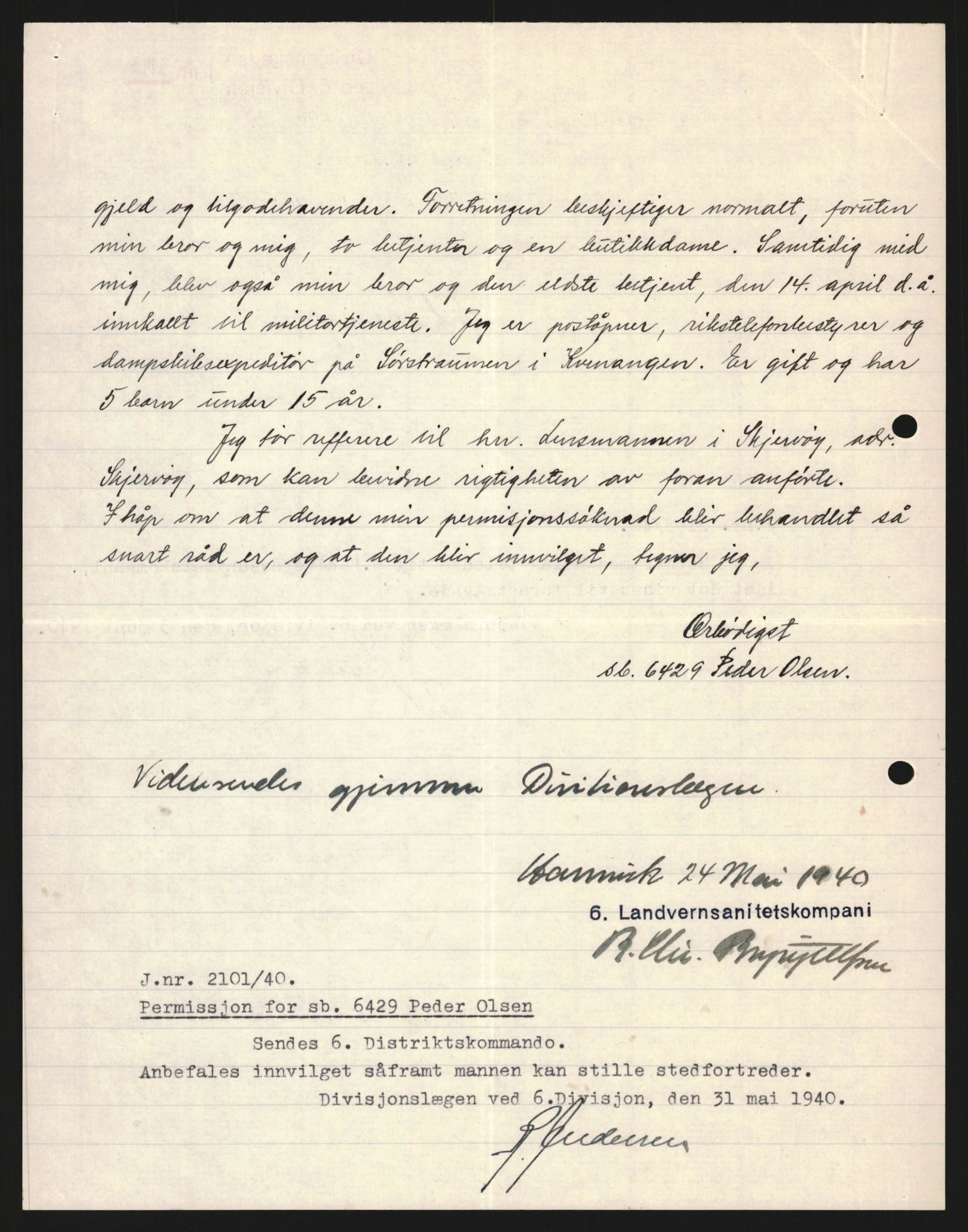 Forsvaret, Forsvarets krigshistoriske avdeling, AV/RA-RAFA-2017/Y/Yb/L0157: II-C-11-675-698  -  6. Divisjon, 1940, s. 693