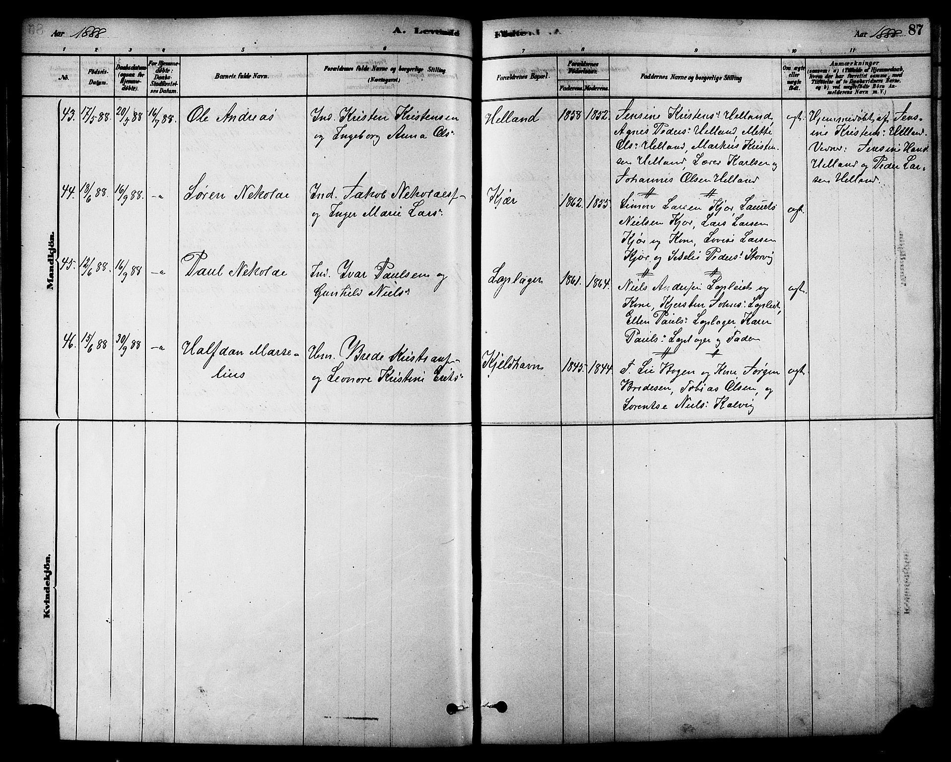 Ministerialprotokoller, klokkerbøker og fødselsregistre - Nordland, AV/SAT-A-1459/861/L0868: Ministerialbok nr. 861A03, 1879-1889, s. 87