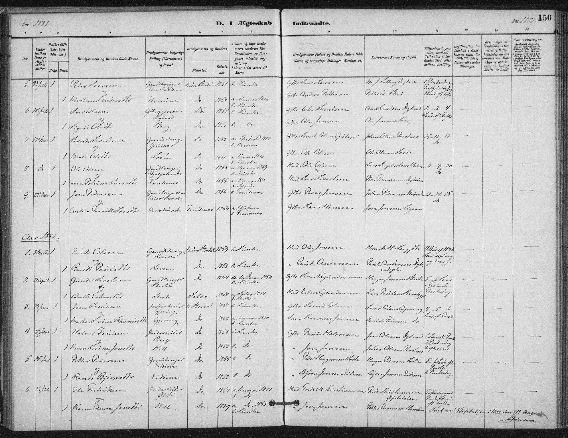 Ministerialprotokoller, klokkerbøker og fødselsregistre - Nord-Trøndelag, AV/SAT-A-1458/710/L0095: Ministerialbok nr. 710A01, 1880-1914, s. 156