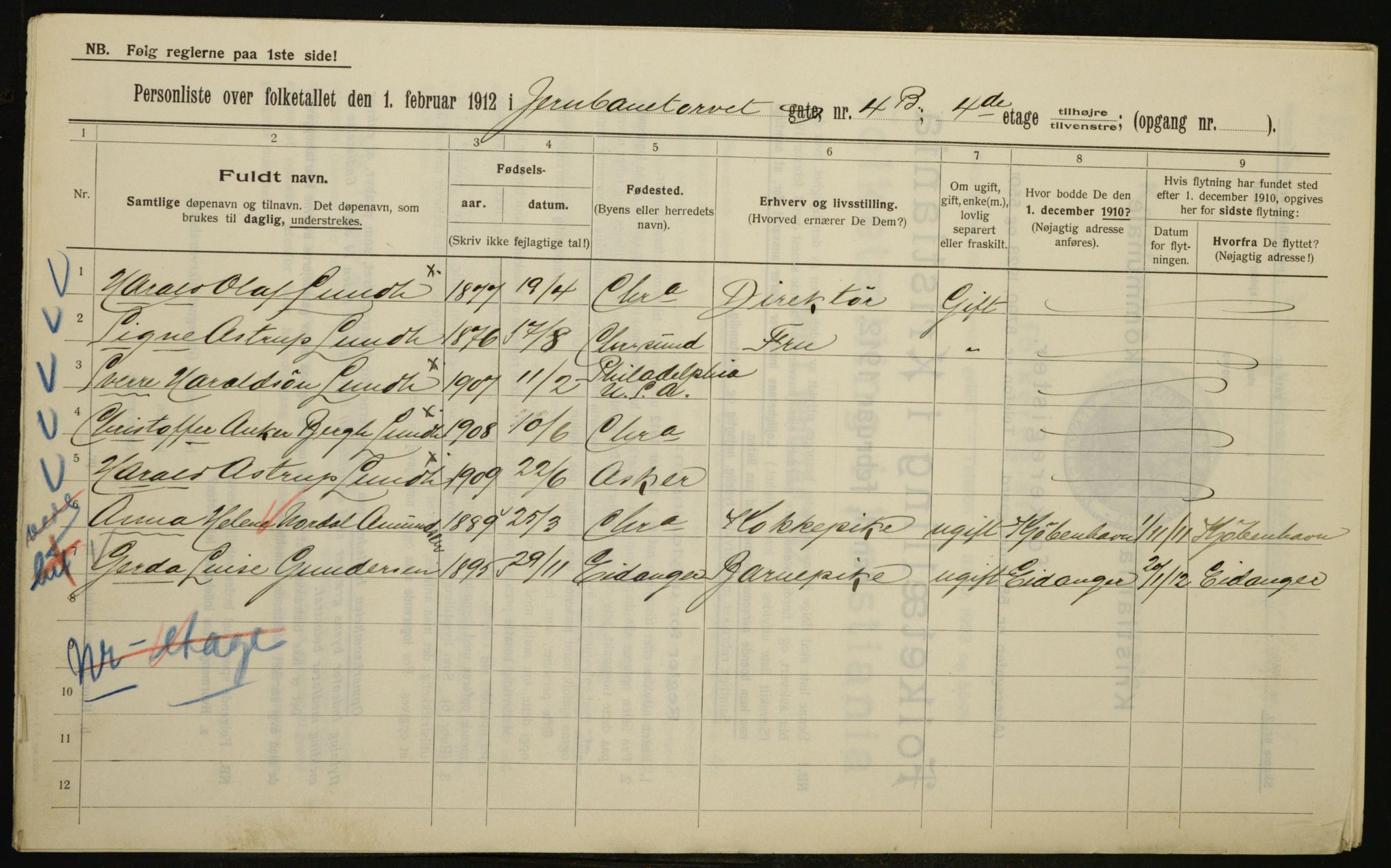 OBA, Kommunal folketelling 1.2.1912 for Kristiania, 1912, s. 47249