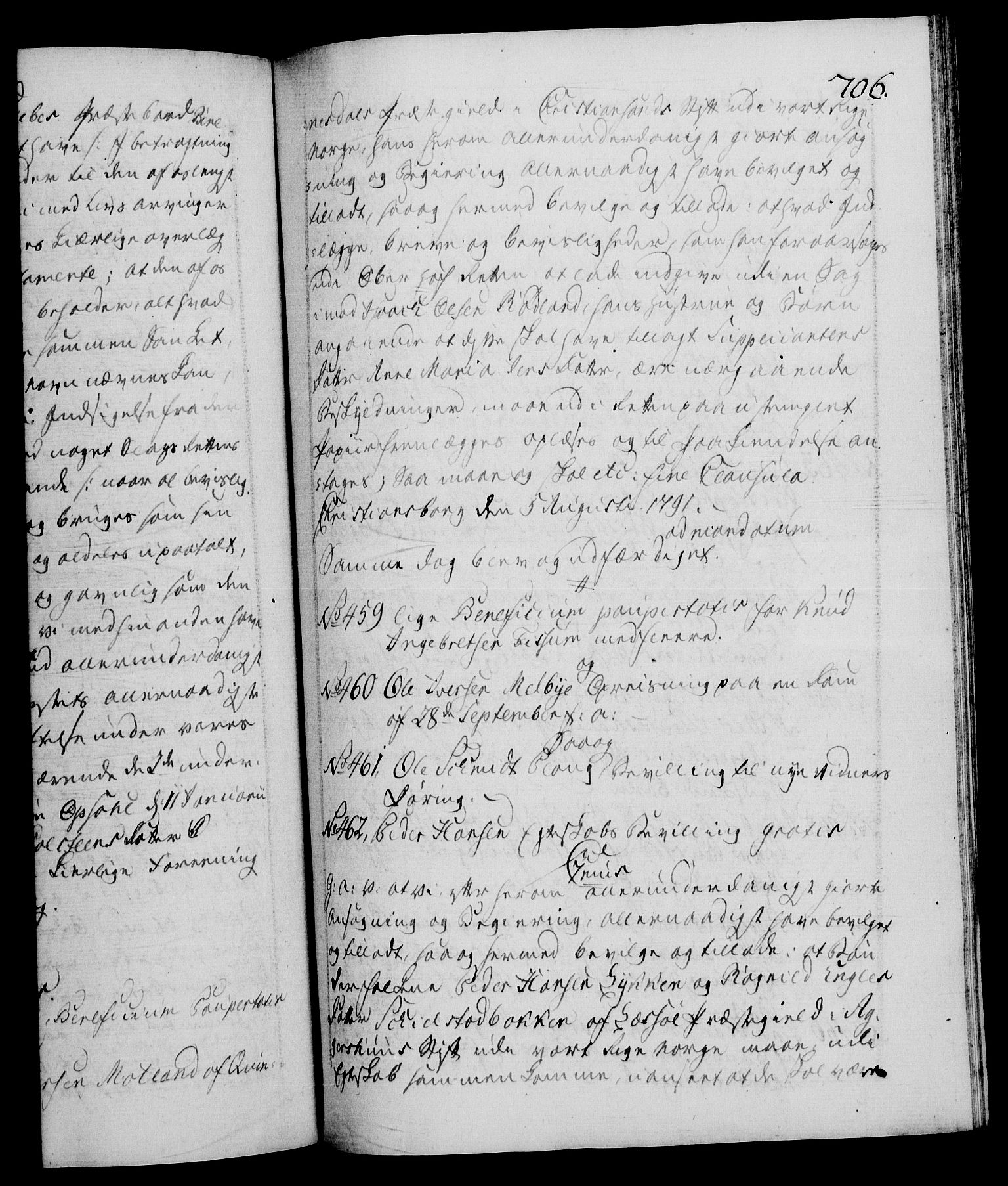 Danske Kanselli 1572-1799, RA/EA-3023/F/Fc/Fca/Fcaa/L0053: Norske registre, 1790-1791, s. 706a