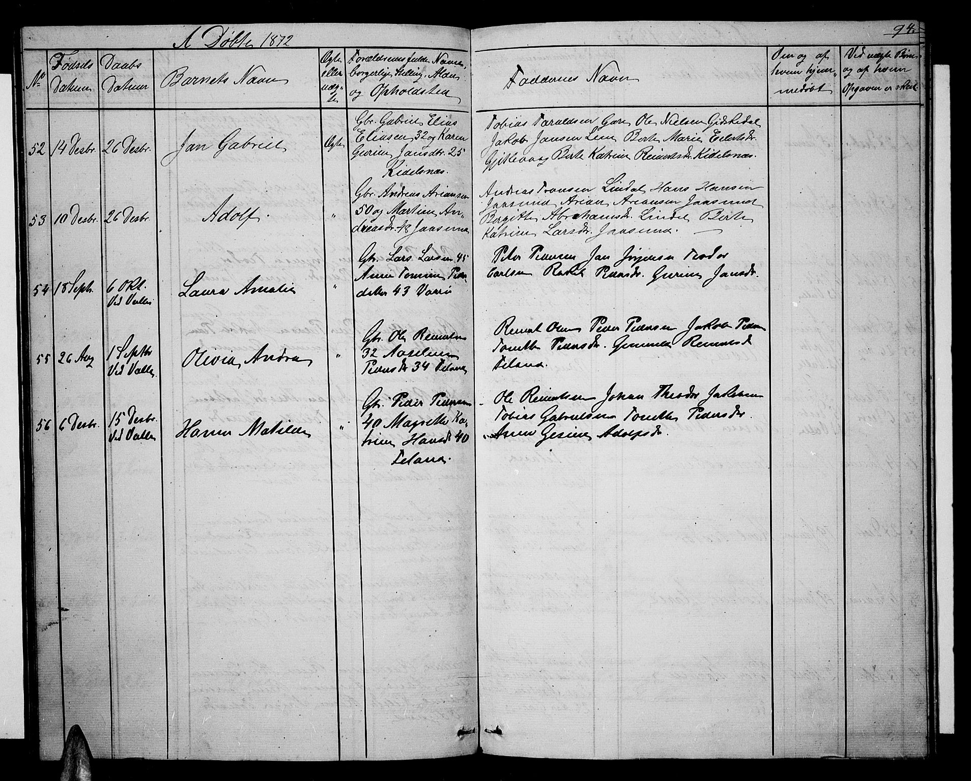Sør-Audnedal sokneprestkontor, AV/SAK-1111-0039/F/Fb/Fba/L0002: Klokkerbok nr. B 2, 1853-1878, s. 94