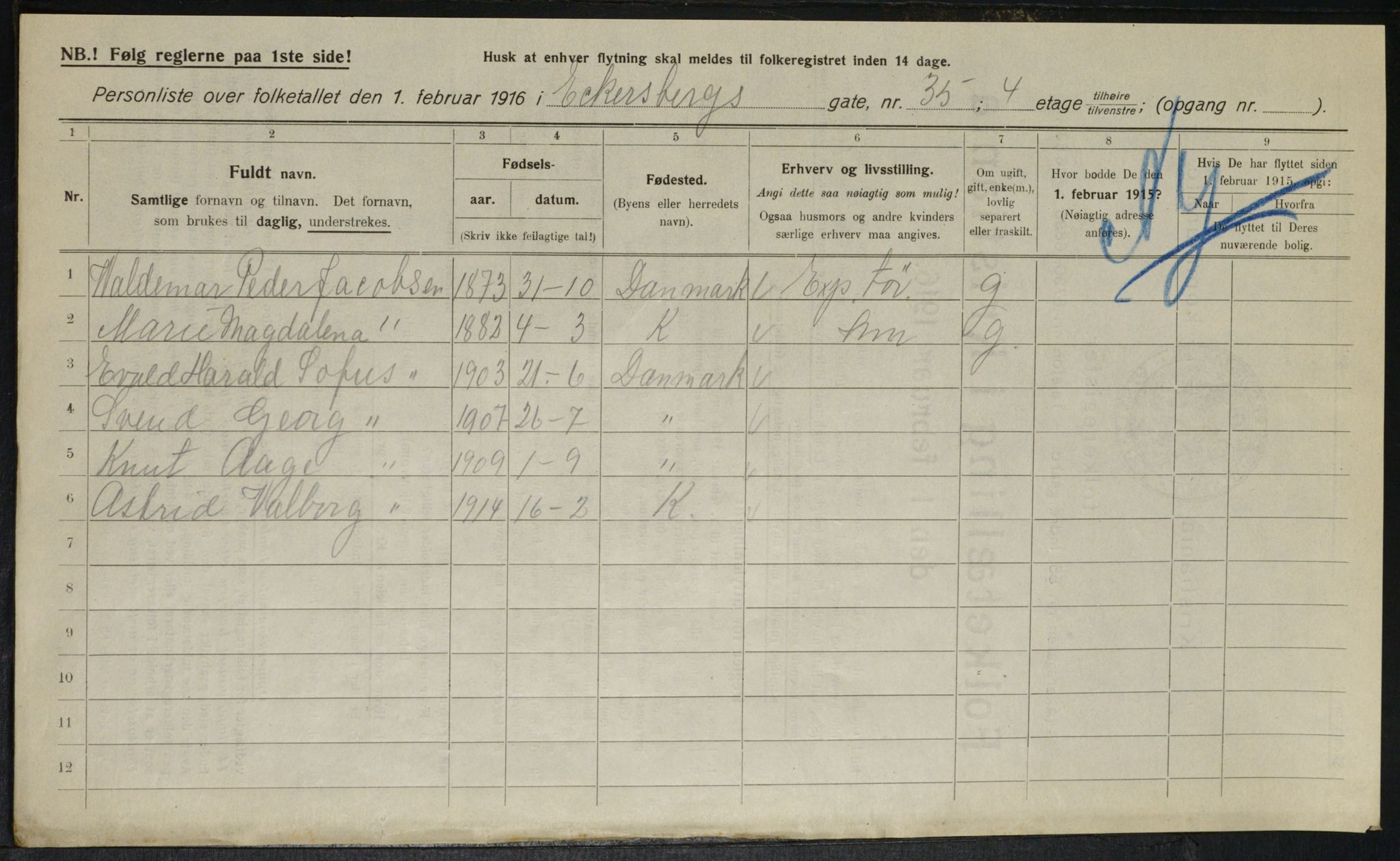 OBA, Kommunal folketelling 1.2.1916 for Kristiania, 1916, s. 18761