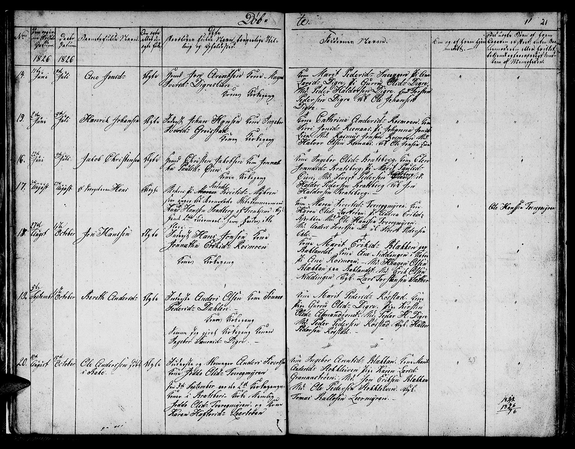 Ministerialprotokoller, klokkerbøker og fødselsregistre - Sør-Trøndelag, AV/SAT-A-1456/608/L0337: Klokkerbok nr. 608C03, 1821-1831, s. 21