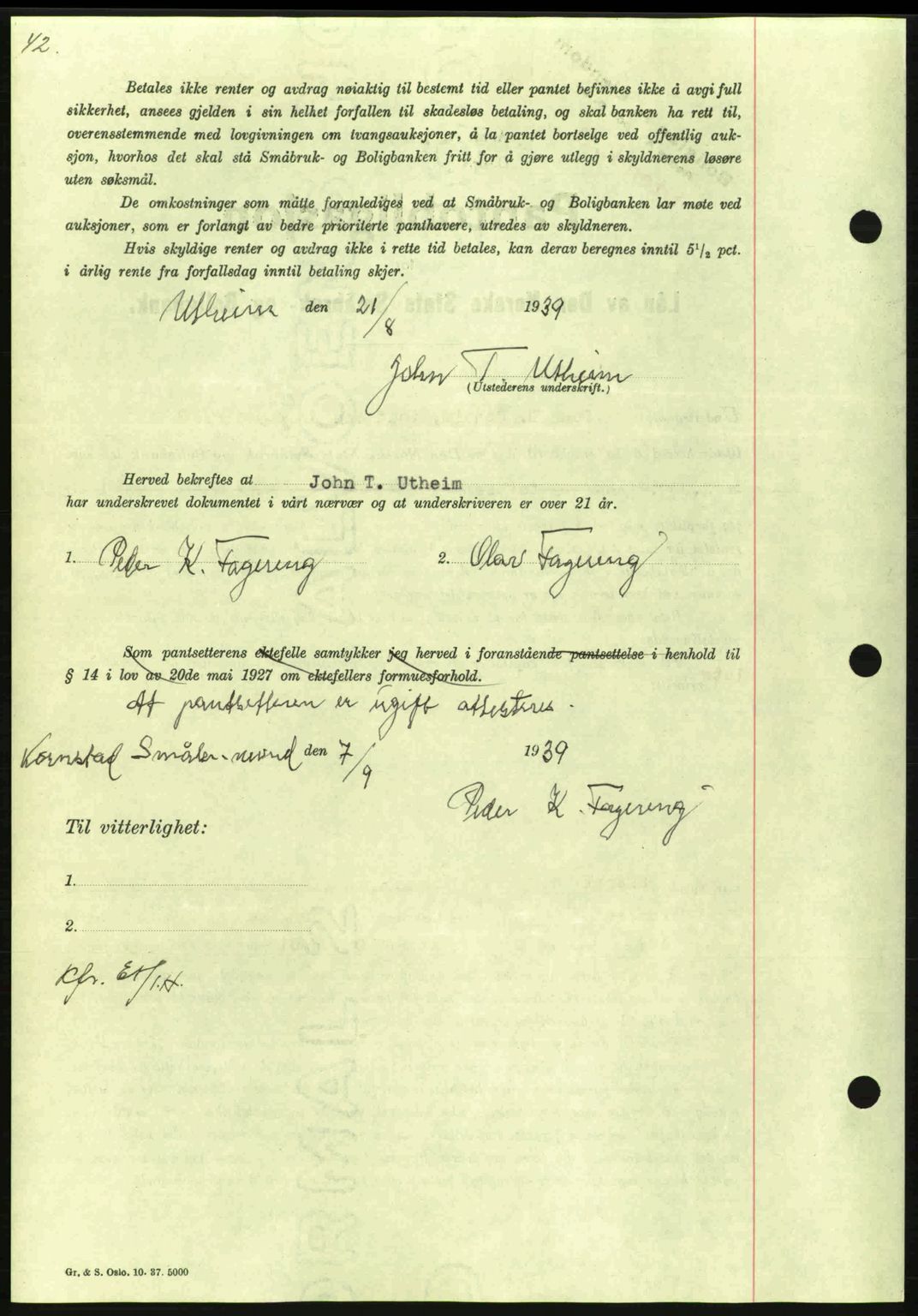 Nordmøre sorenskriveri, AV/SAT-A-4132/1/2/2Ca: Pantebok nr. B86, 1939-1940, Dagboknr: 2649/1939