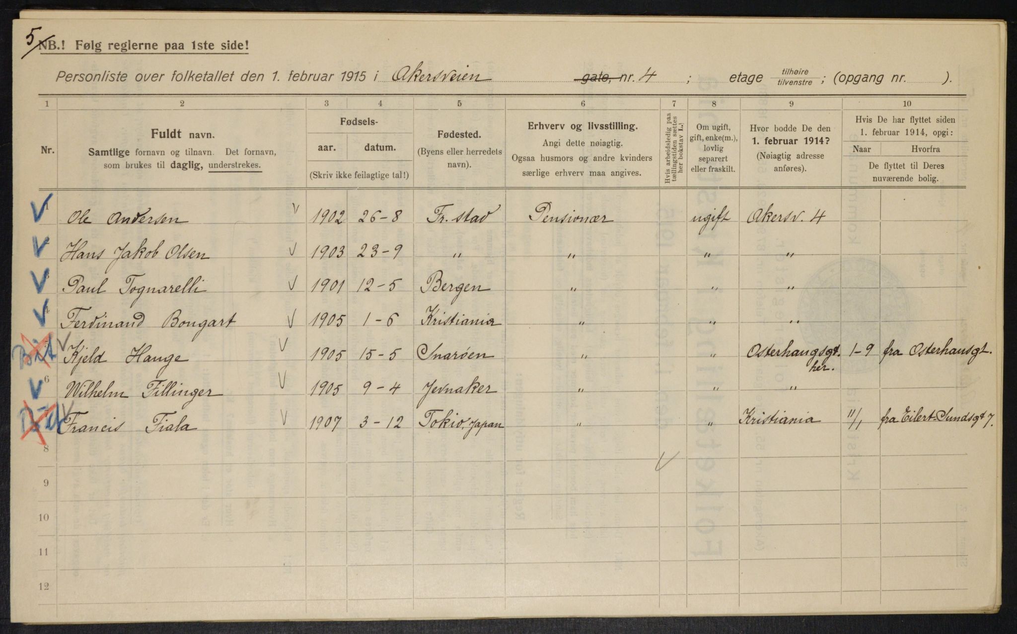OBA, Kommunal folketelling 1.2.1915 for Kristiania, 1915, s. 742