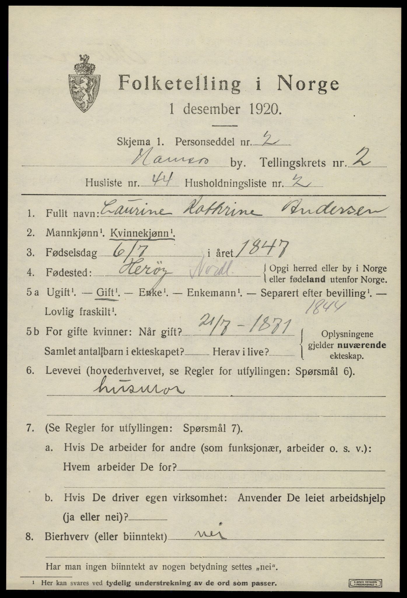 SAT, Folketelling 1920 for 1703 Namsos ladested, 1920, s. 3723