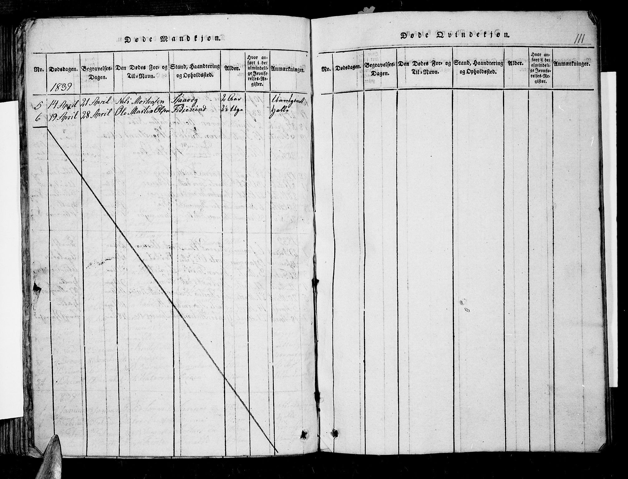 Søndeled sokneprestkontor, SAK/1111-0038/F/Fb/L0002: Klokkerbok nr. B 2, 1816-1839, s. 111