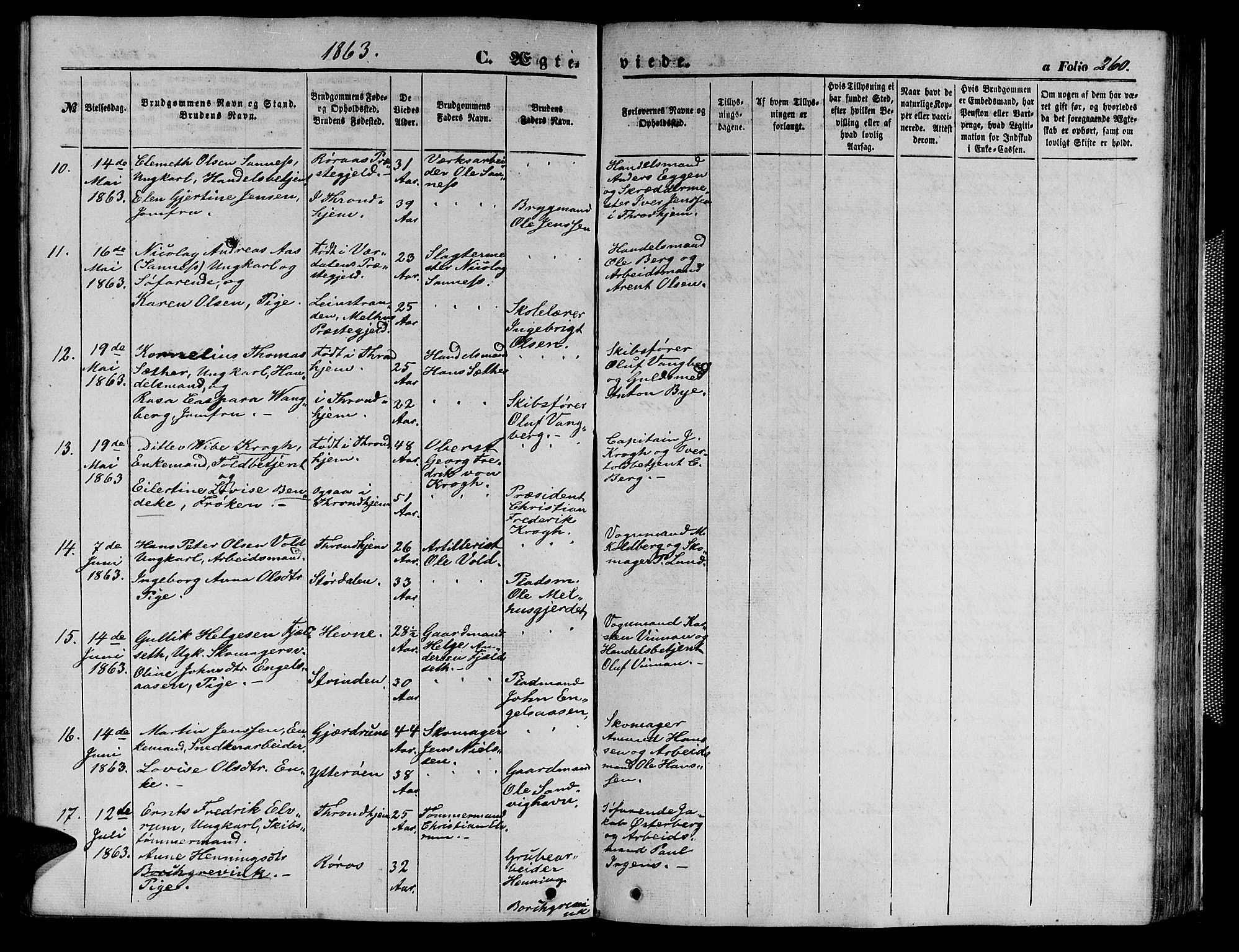 Ministerialprotokoller, klokkerbøker og fødselsregistre - Sør-Trøndelag, SAT/A-1456/602/L0139: Klokkerbok nr. 602C07, 1859-1864, s. 260