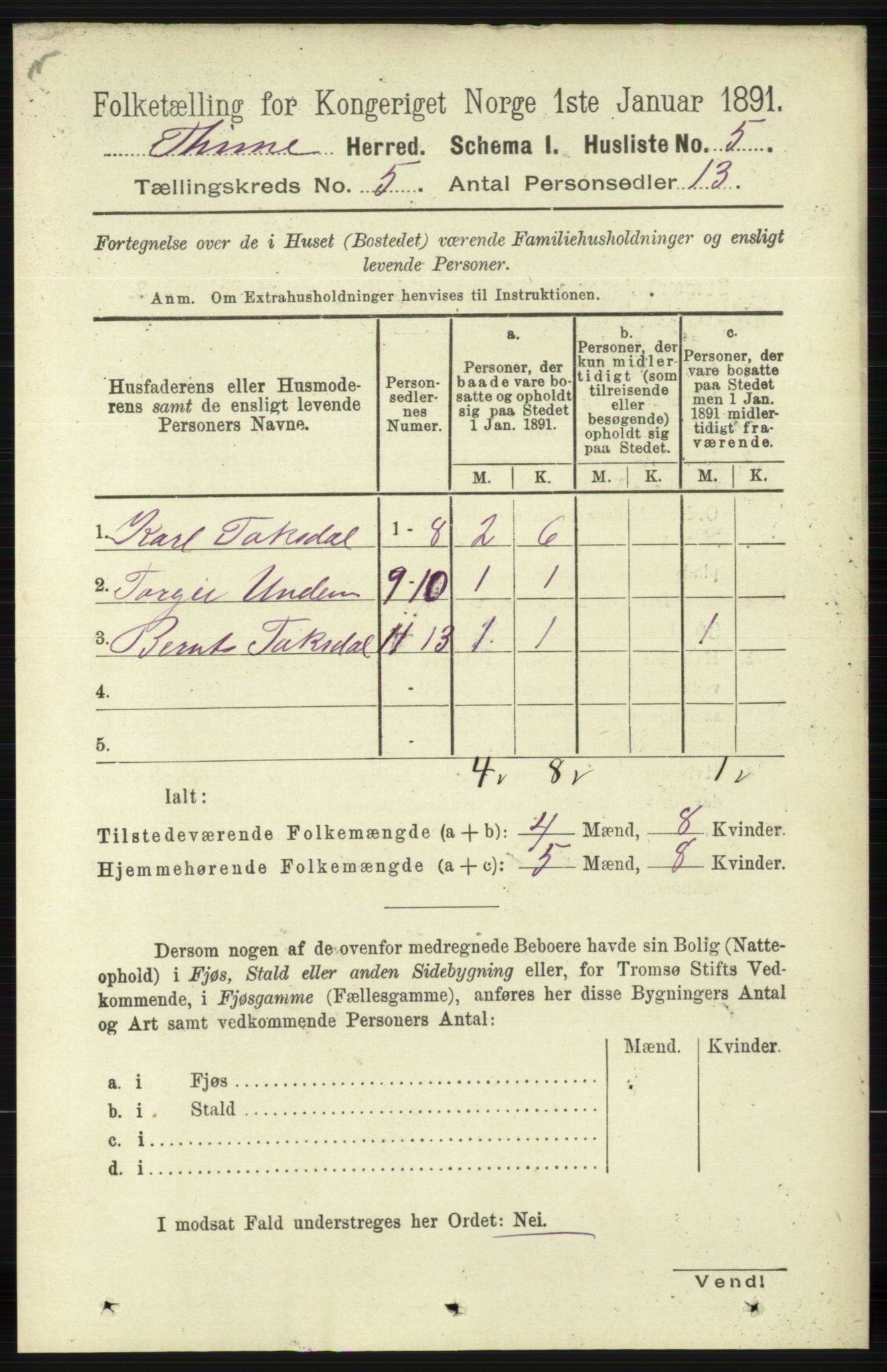 RA, Folketelling 1891 for 1121 Time herred, 1891, s. 1751