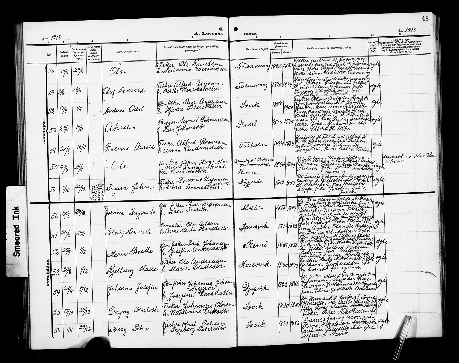 Ministerialprotokoller, klokkerbøker og fødselsregistre - Møre og Romsdal, AV/SAT-A-1454/507/L0083: Klokkerbok nr. 507C06, 1912-1919, s. 48