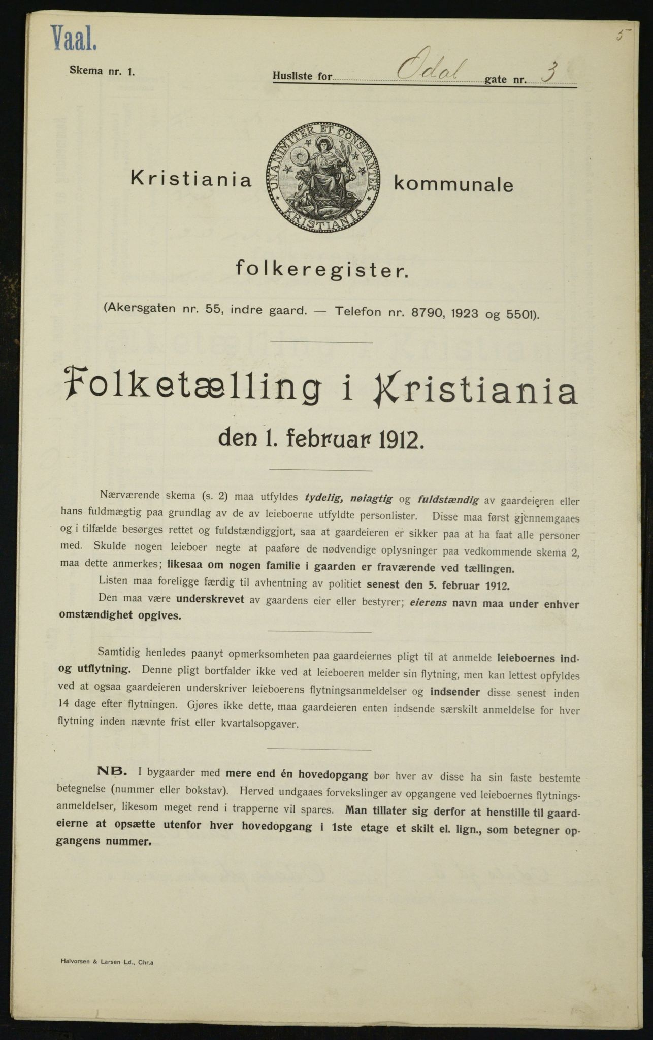 OBA, Kommunal folketelling 1.2.1912 for Kristiania, 1912, s. 75079