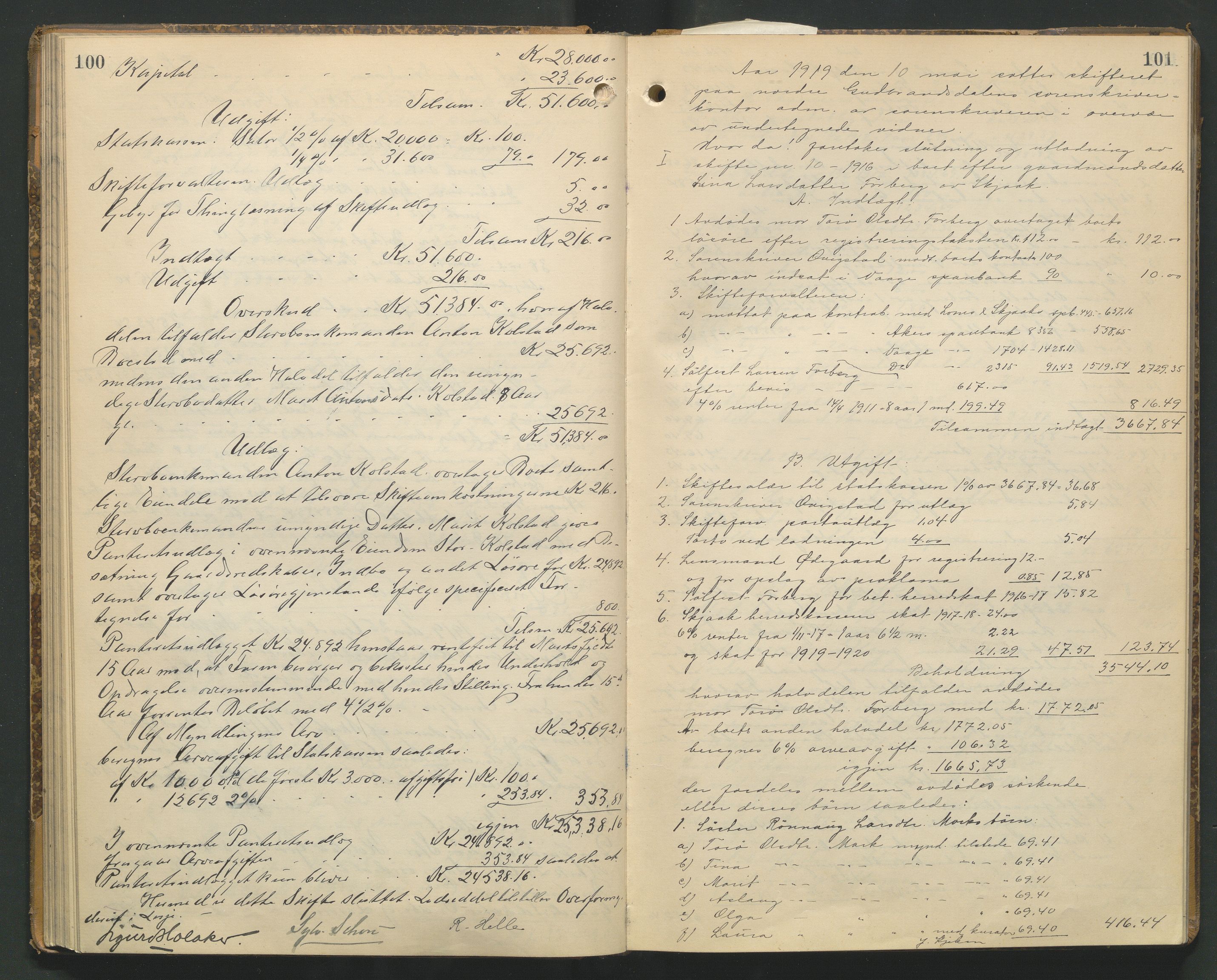 Nord-Gudbrandsdal tingrett, AV/SAH-TING-002/J/Jd/L0005: Skifteutlodningsprotokoll, 1916-1923, s. 100-101