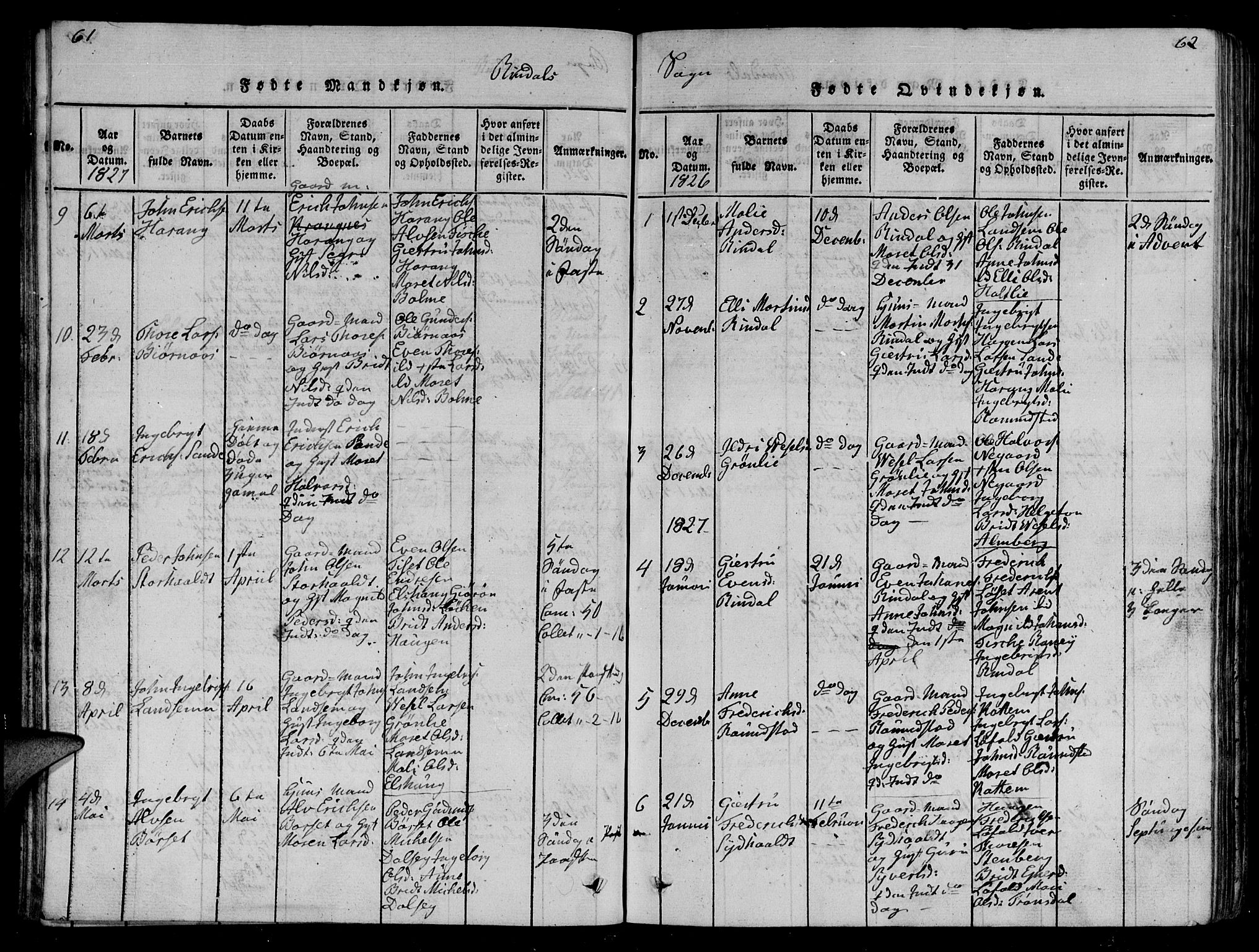 Ministerialprotokoller, klokkerbøker og fødselsregistre - Møre og Romsdal, AV/SAT-A-1454/595/L1050: Klokkerbok nr. 595C02, 1819-1834, s. 61-62