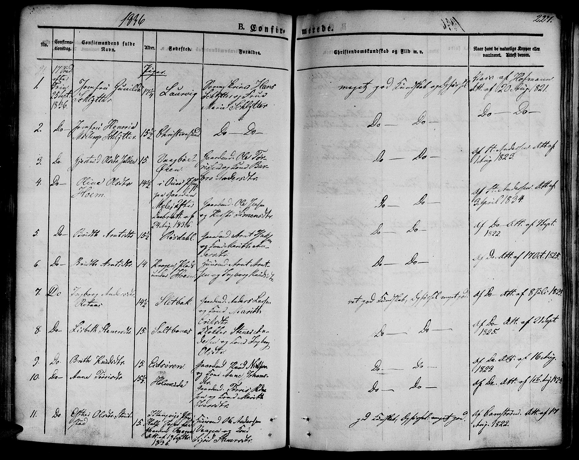 Ministerialprotokoller, klokkerbøker og fødselsregistre - Møre og Romsdal, AV/SAT-A-1454/586/L0983: Ministerialbok nr. 586A09, 1829-1843, s. 227