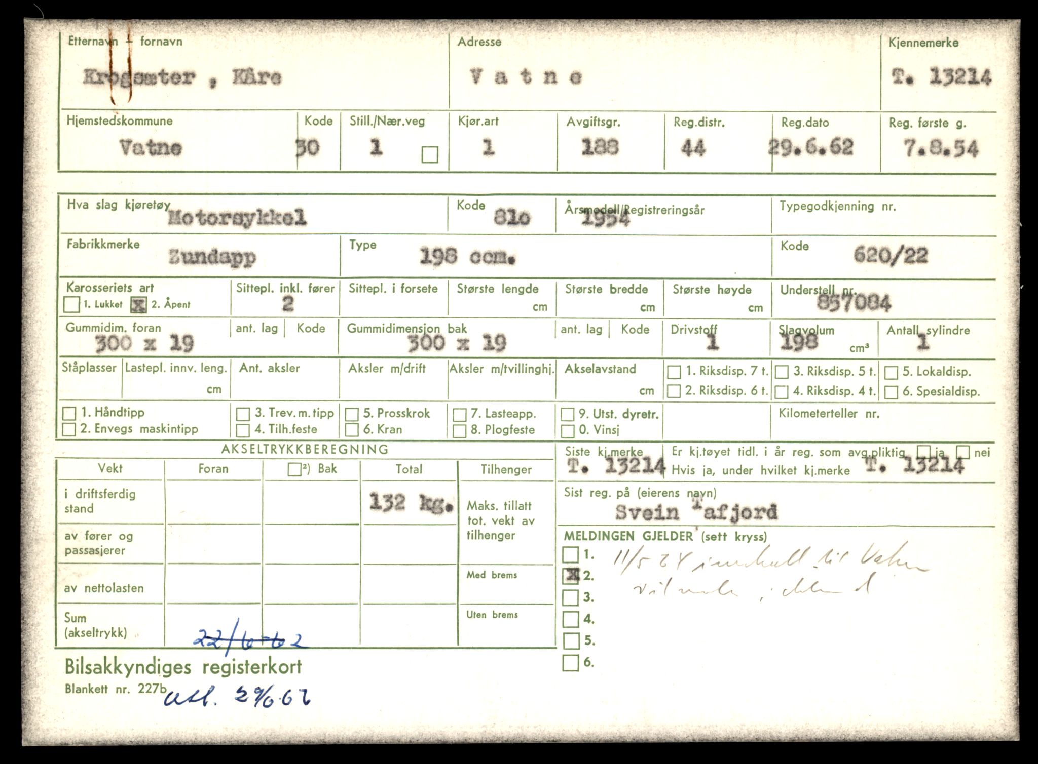 Møre og Romsdal vegkontor - Ålesund trafikkstasjon, AV/SAT-A-4099/F/Fe/L0038: Registreringskort for kjøretøy T 13180 - T 13360, 1927-1998, s. 587