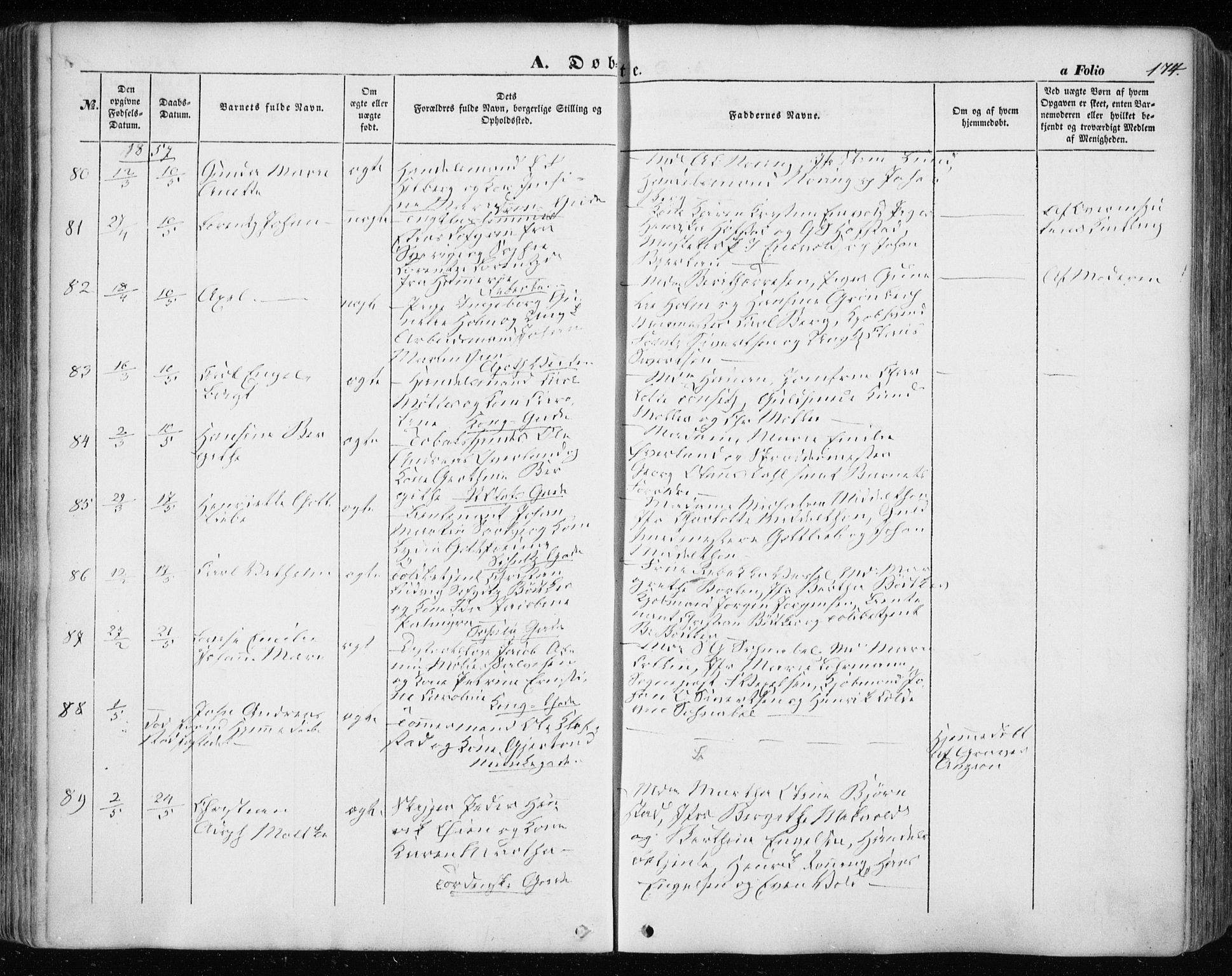 Ministerialprotokoller, klokkerbøker og fødselsregistre - Sør-Trøndelag, SAT/A-1456/601/L0051: Ministerialbok nr. 601A19, 1848-1857, s. 174