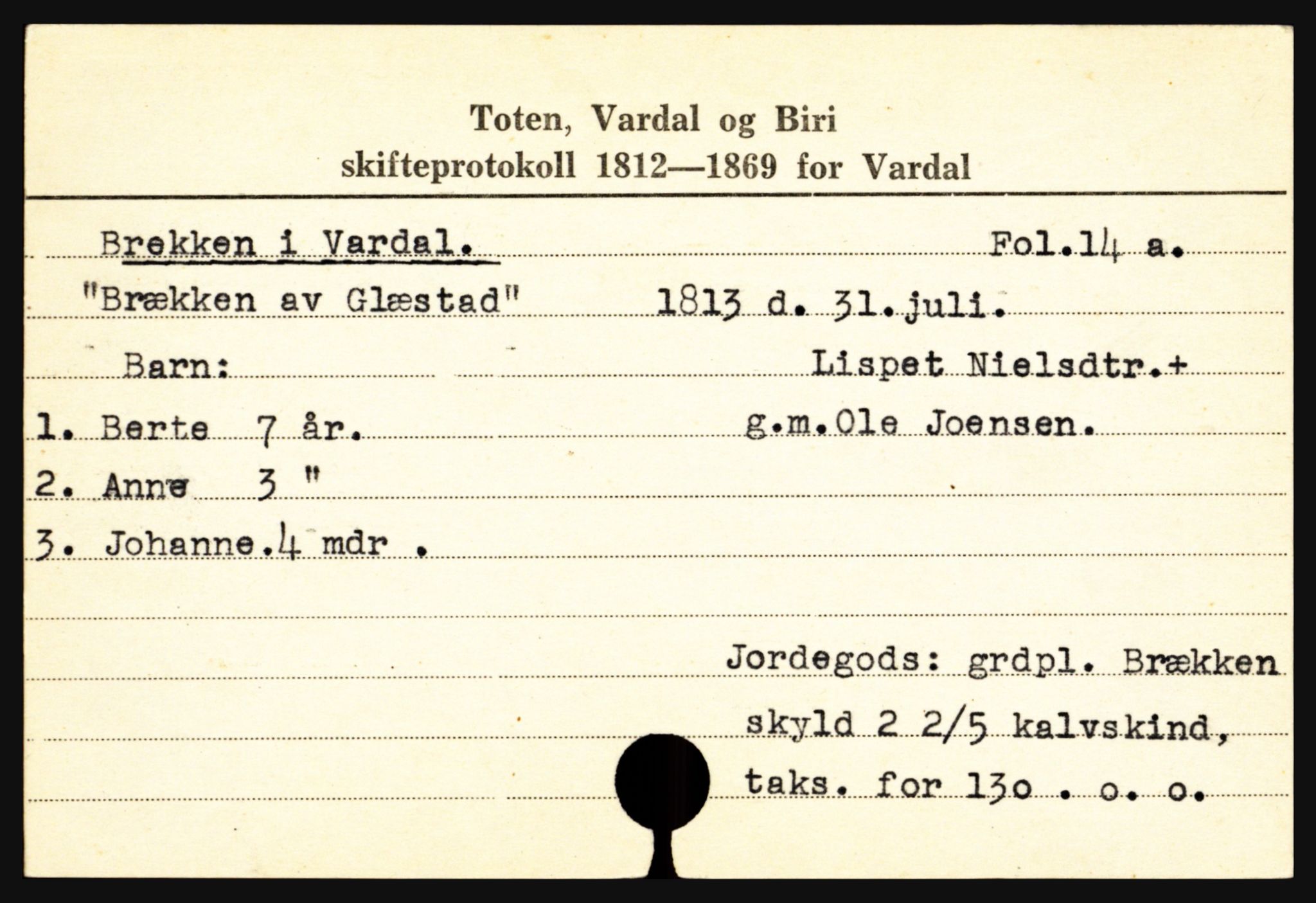 Toten tingrett, SAH/TING-006/J, 1657-1903, s. 2541