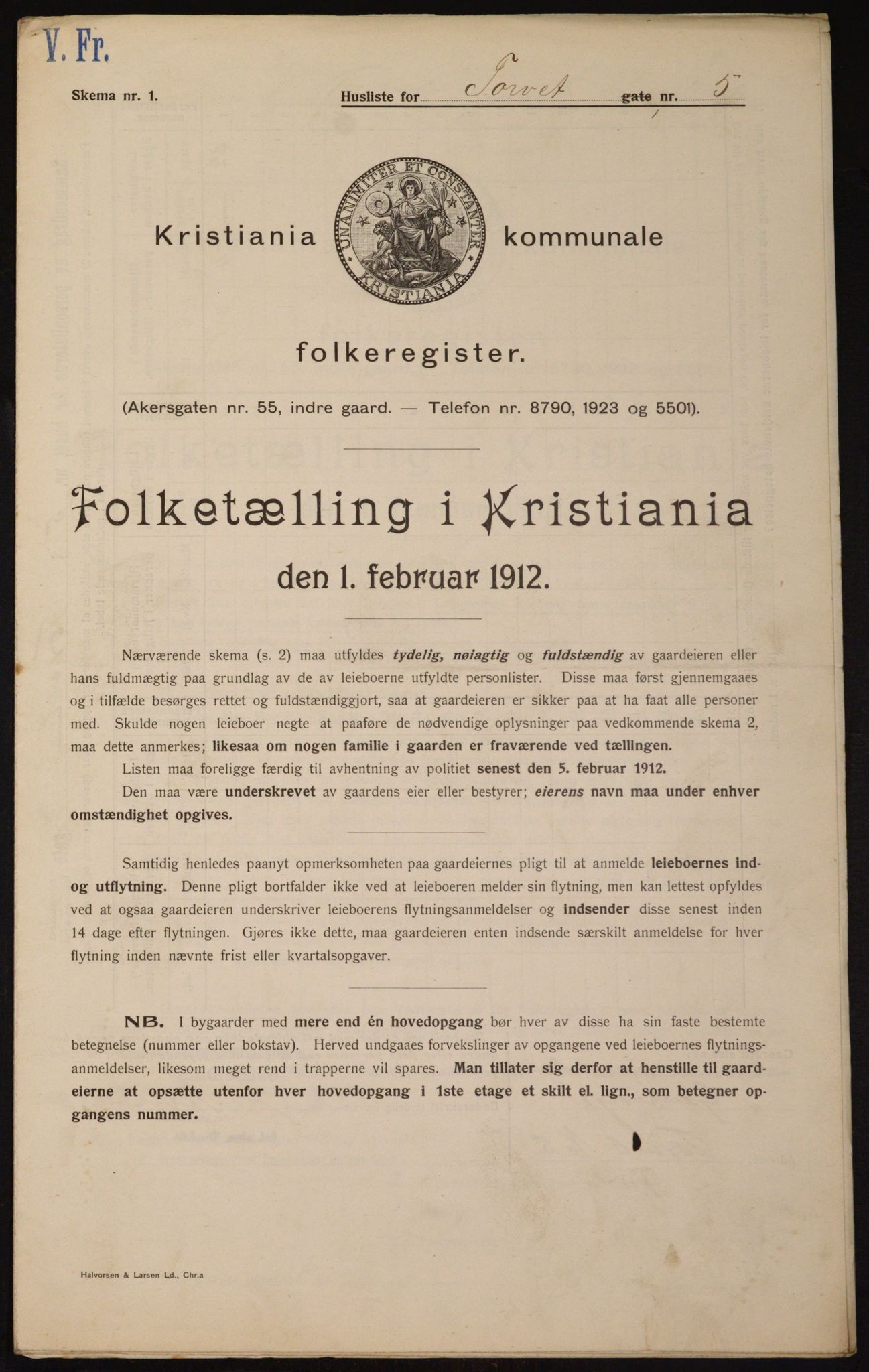 OBA, Kommunal folketelling 1.2.1912 for Kristiania, 1912, s. 115128