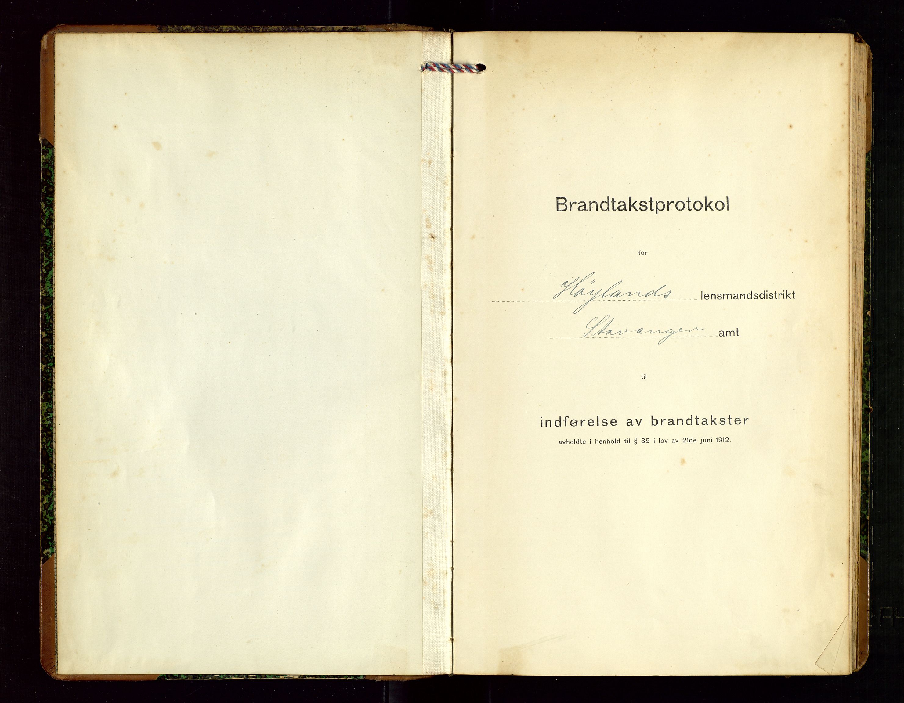 Høyland/Sandnes lensmannskontor, SAST/A-100166/Gob/L0003: "Brandtakstprotokol", 1918-1924