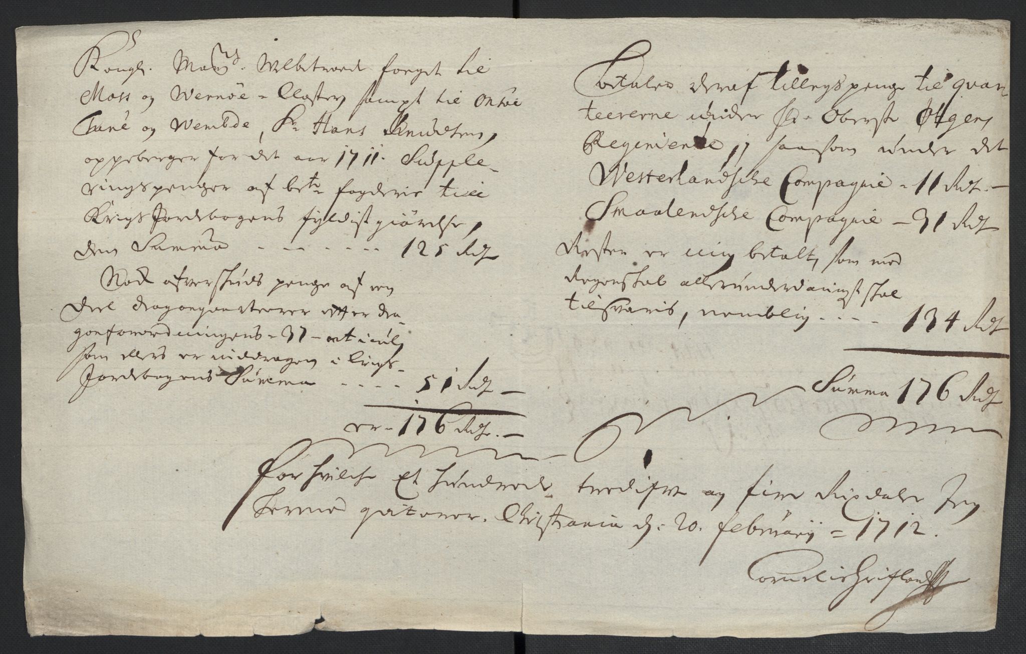 Rentekammeret inntil 1814, Reviderte regnskaper, Fogderegnskap, AV/RA-EA-4092/R04/L0136: Fogderegnskap Moss, Onsøy, Tune, Veme og Åbygge, 1711, s. 132