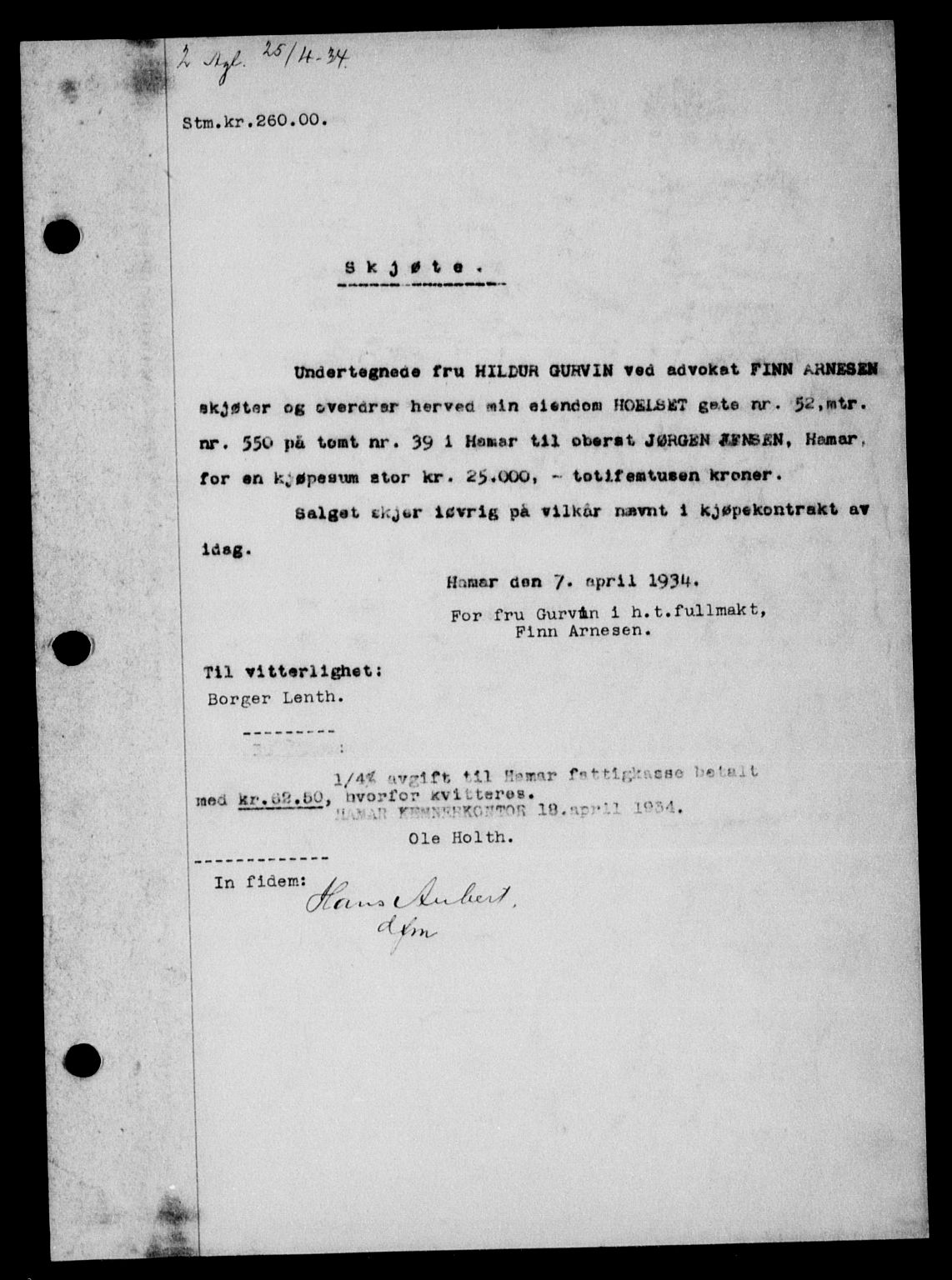 Sør-Hedmark sorenskriveri, AV/SAH-TING-014/H/Hb/Hbb/L0006: Pantebok nr. VI, 1934-1935, Tingl.dato: 25.04.1934